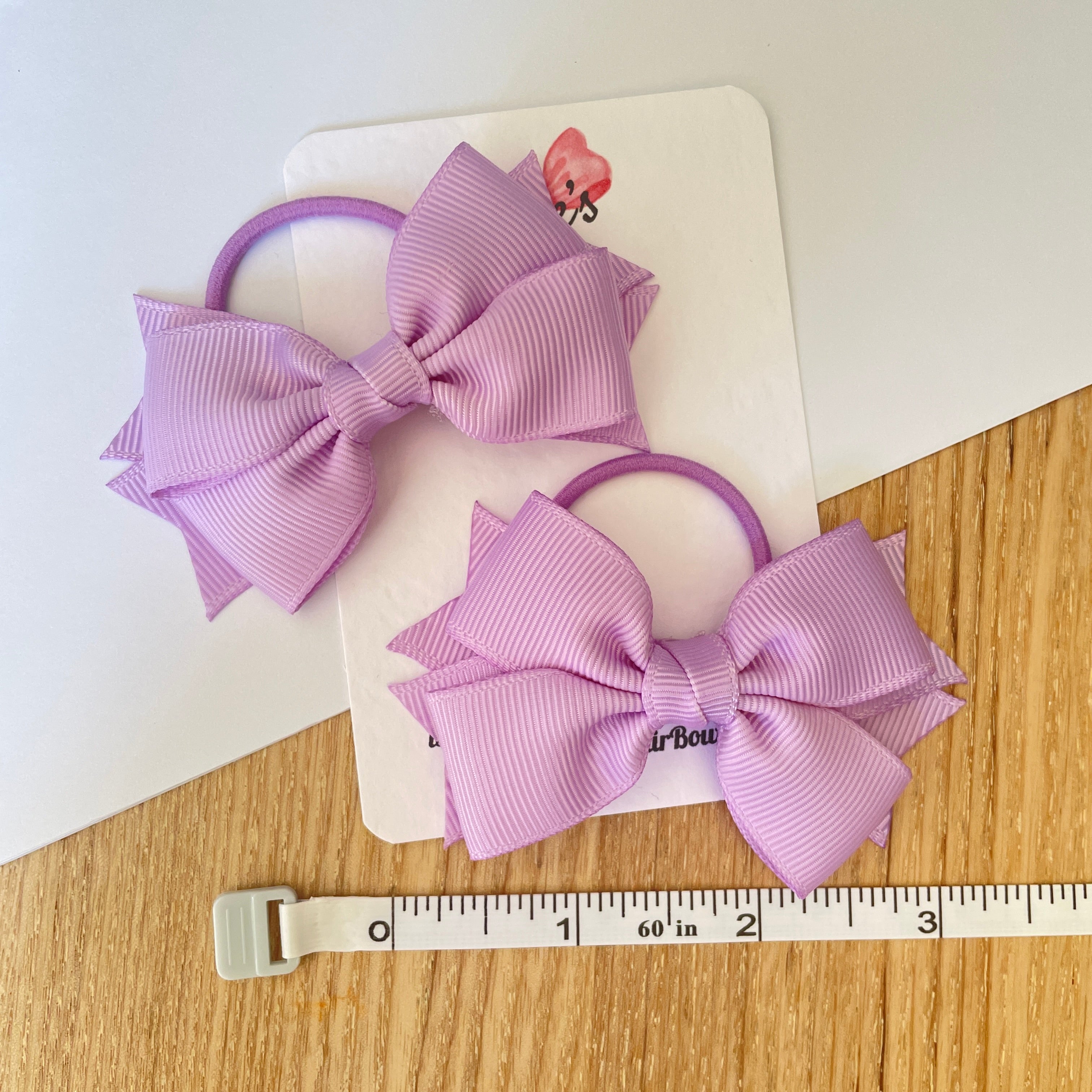 3" Light Orchid Layered Hair Bows (Pair) – Grosgrain with Thin Elastic