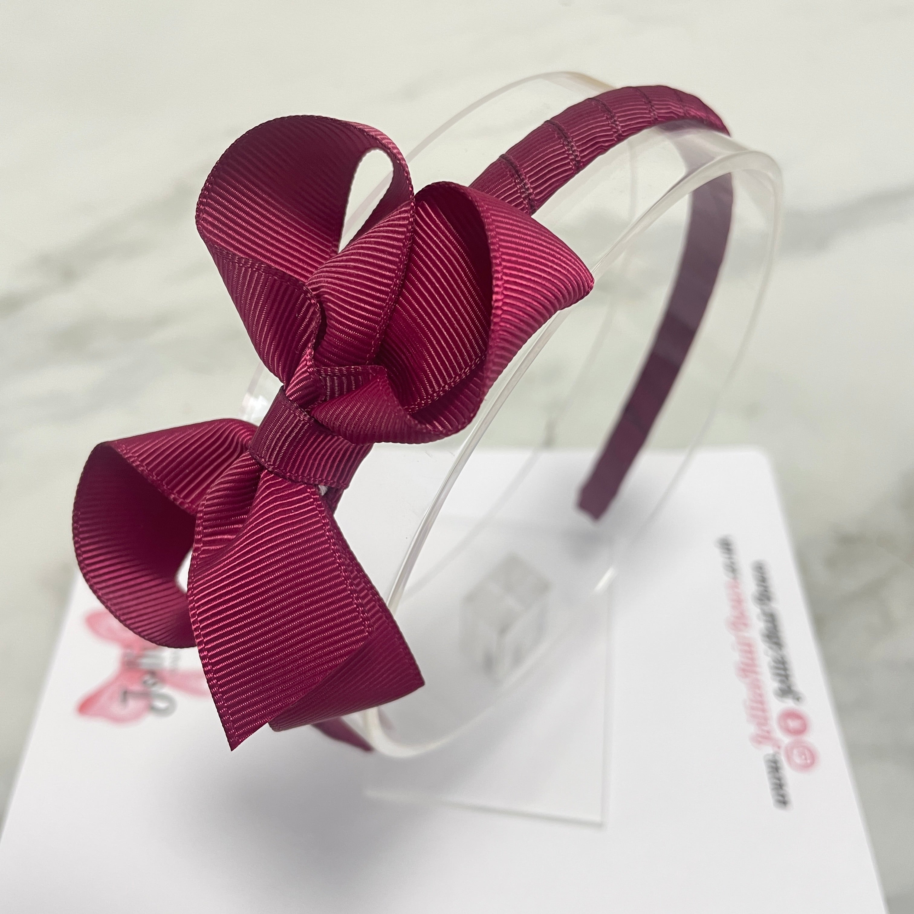 3" Wine Bow Headband – Grosgrain Ribbon Headband for Girls