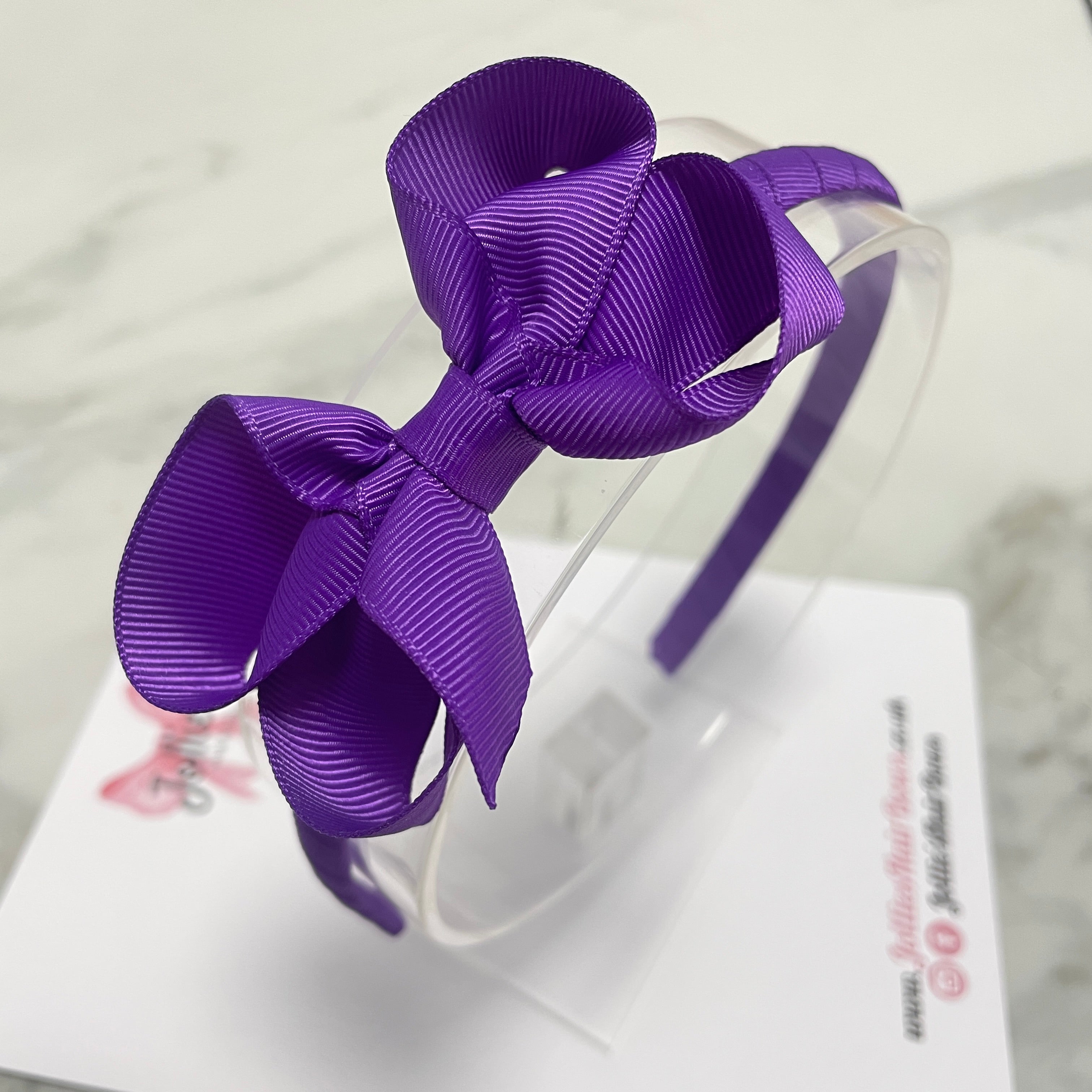 3" Purple Bow Headband – Grosgrain Ribbon Headband for Girls