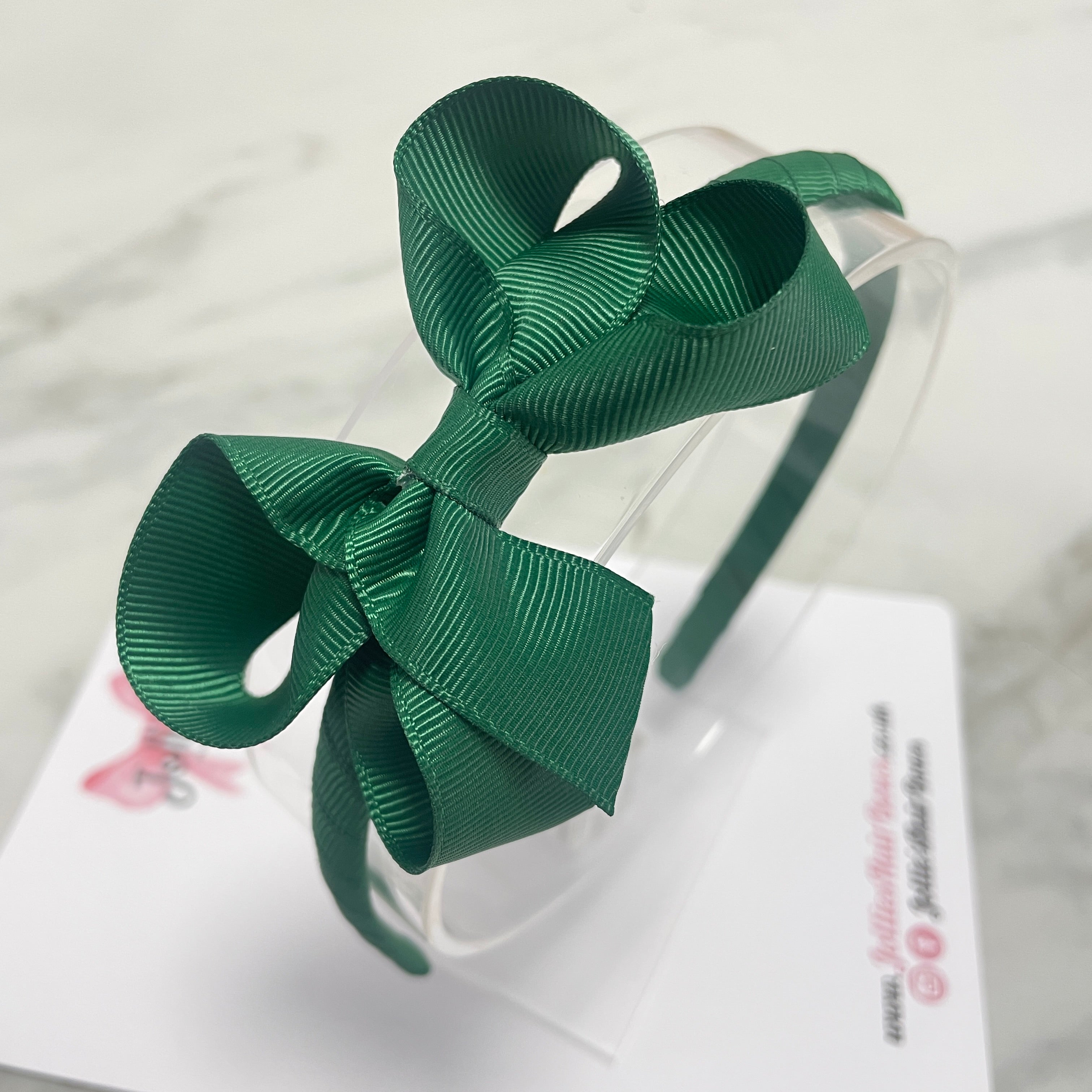 3" Forest Green Bow Headband – Grosgrain Ribbon Headband for Girls