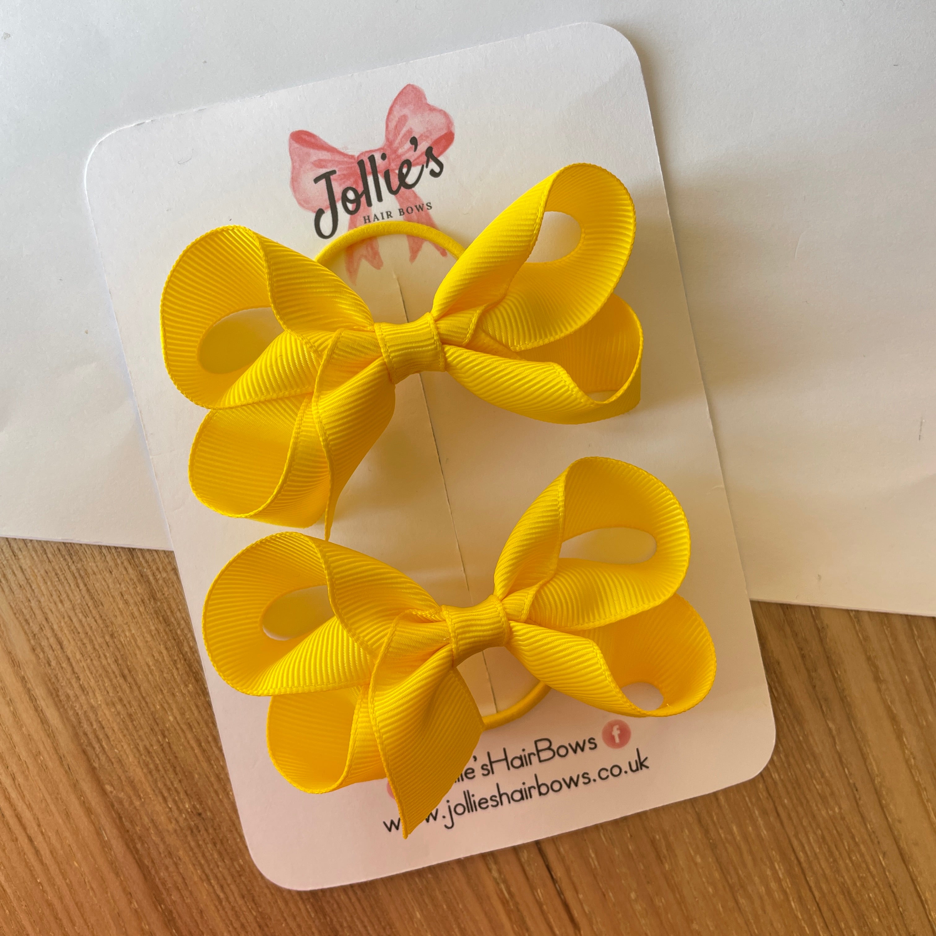 3" Daffodil Twisted Hair Bow Pair – Grosgrain Ribbon with Thin Elastic