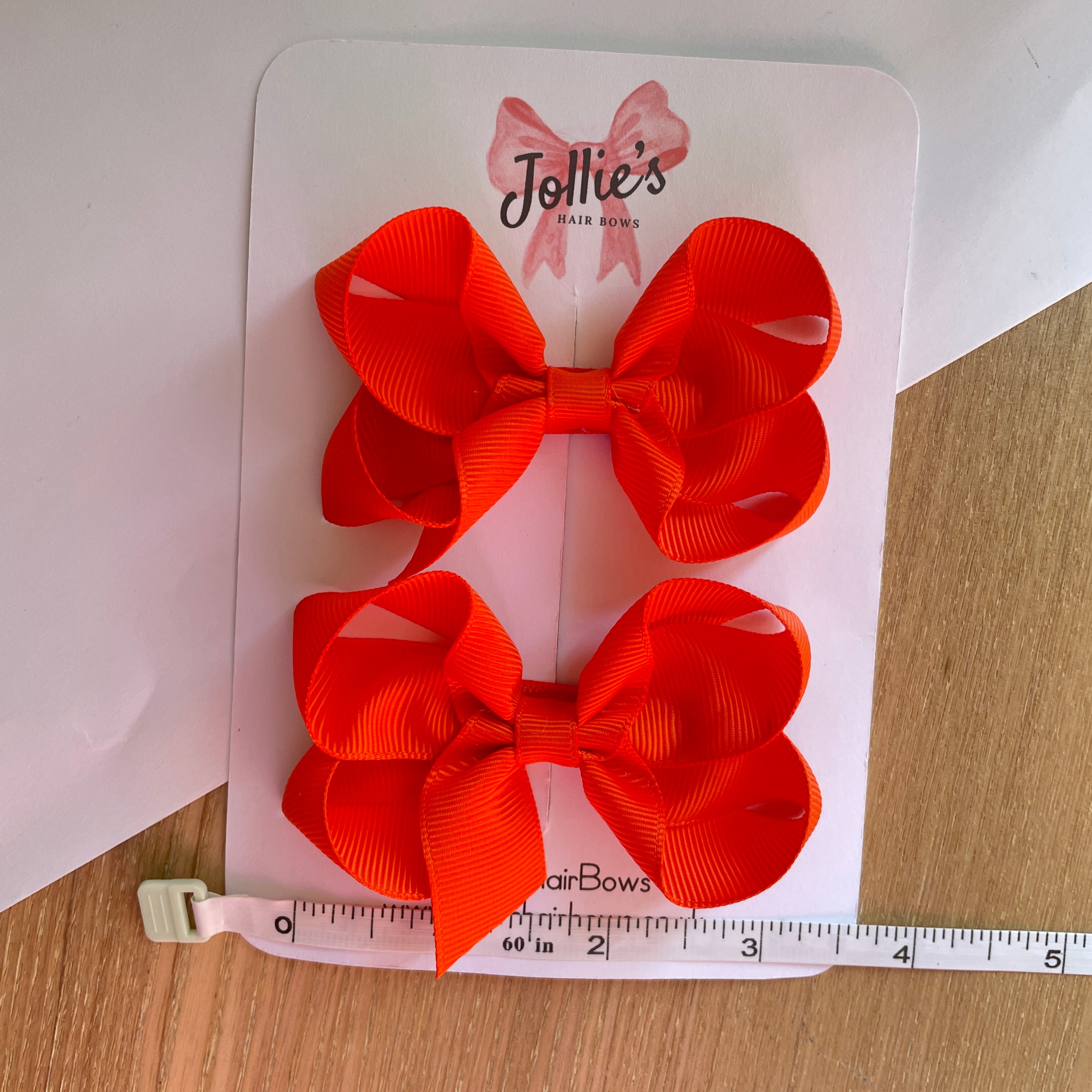 3" Autumn Orange Twisted Hair Bow Pair – Grosgrain Ribbon Clips for Girls