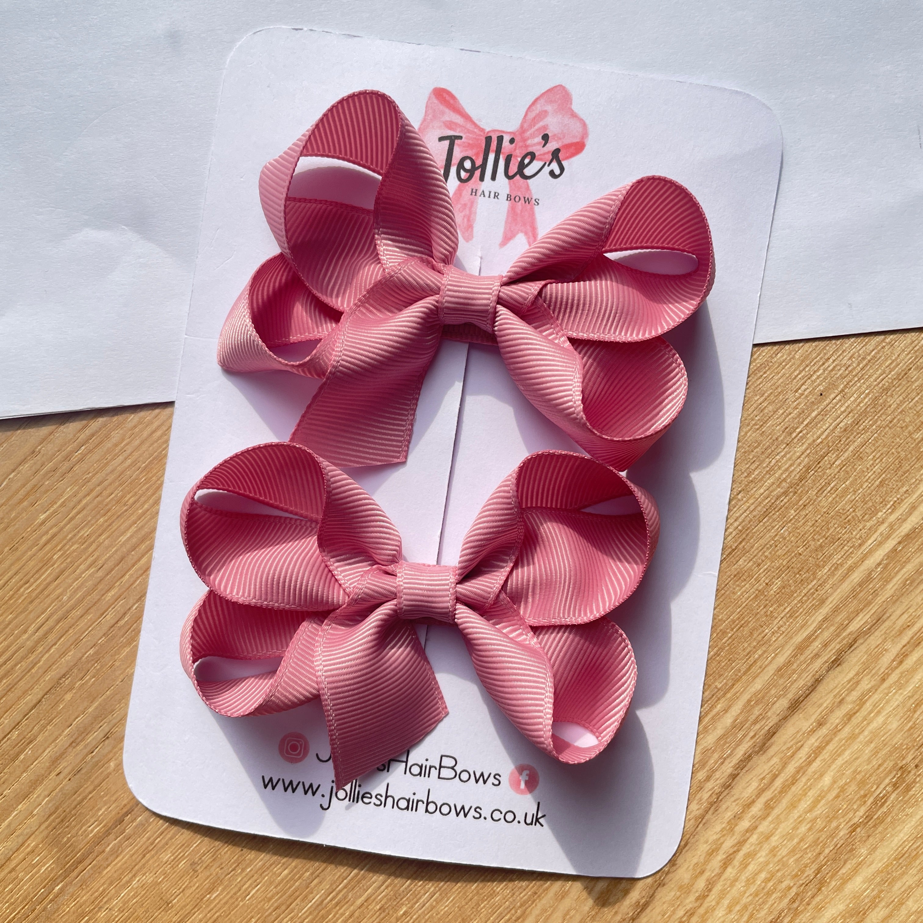 3" Quartz Twisted Hair Bow Pair – Grosgrain Ribbon Clips for Girls