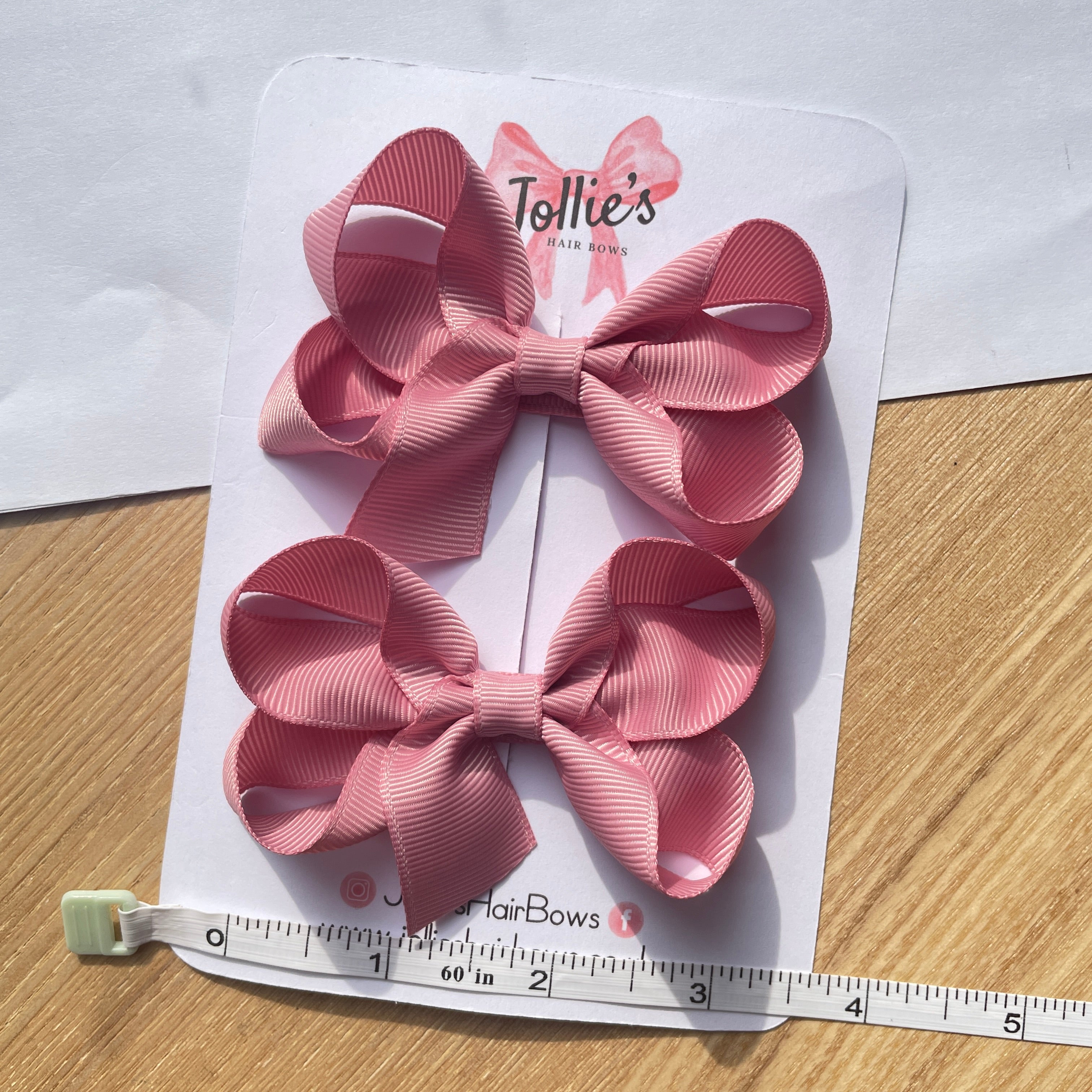 3" Quartz Twisted Hair Bow Pair – Grosgrain Ribbon Clips for Girls