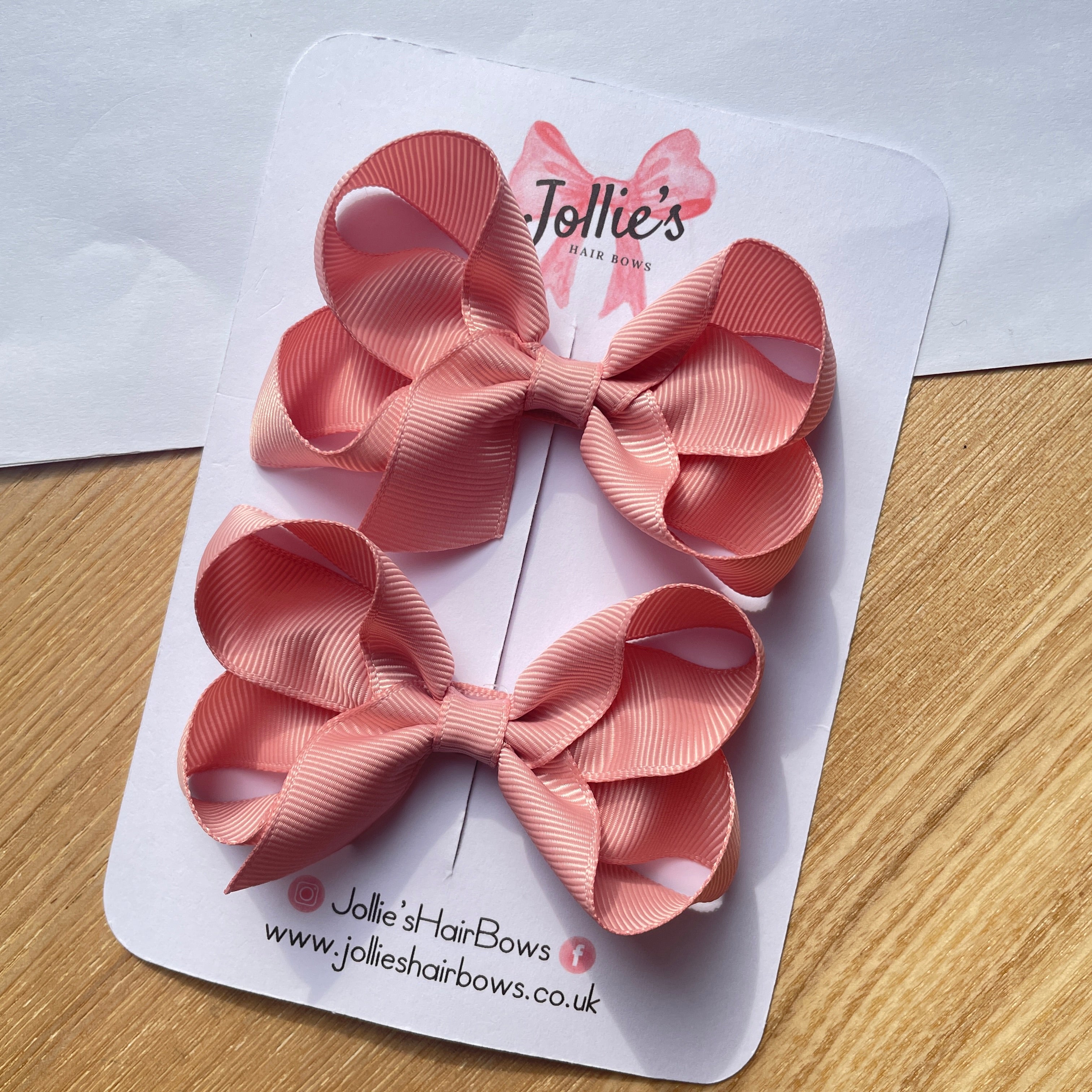 3" Sweet Nectar Twisted Hair Bow Pair – Grosgrain Ribbon Clips for Girls