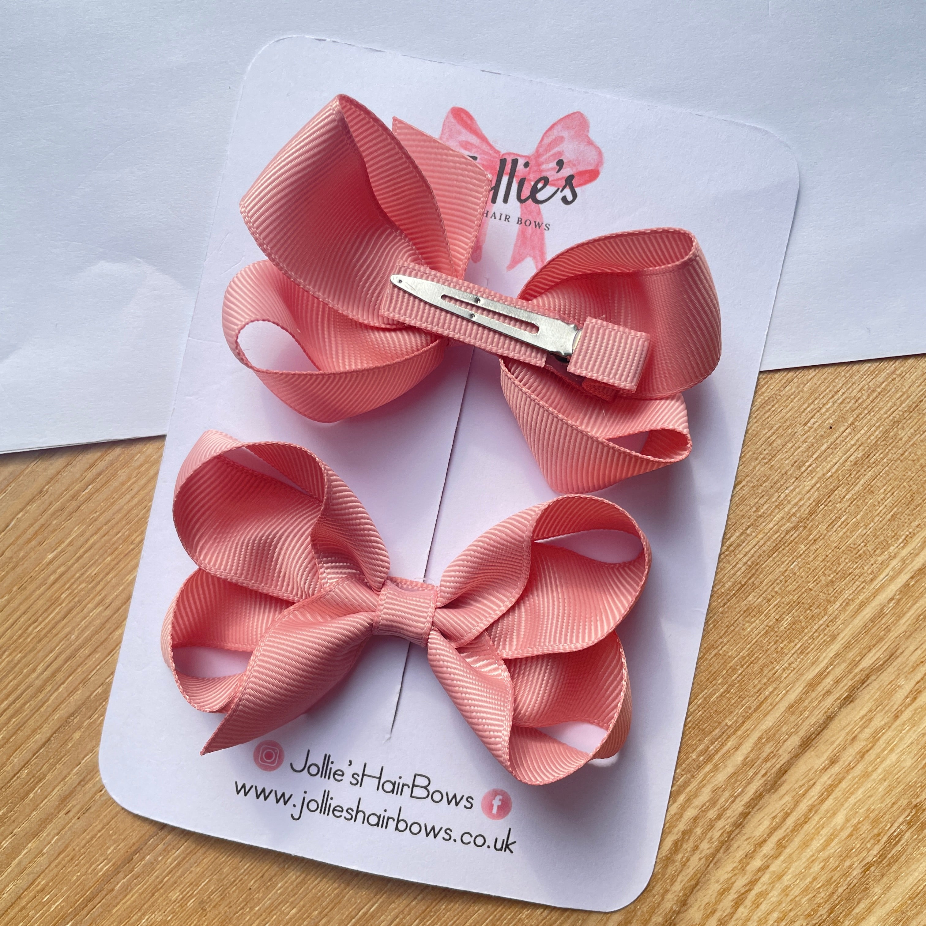 3" Sweet Nectar Twisted Hair Bow Pair – Grosgrain Ribbon Clips for Girls