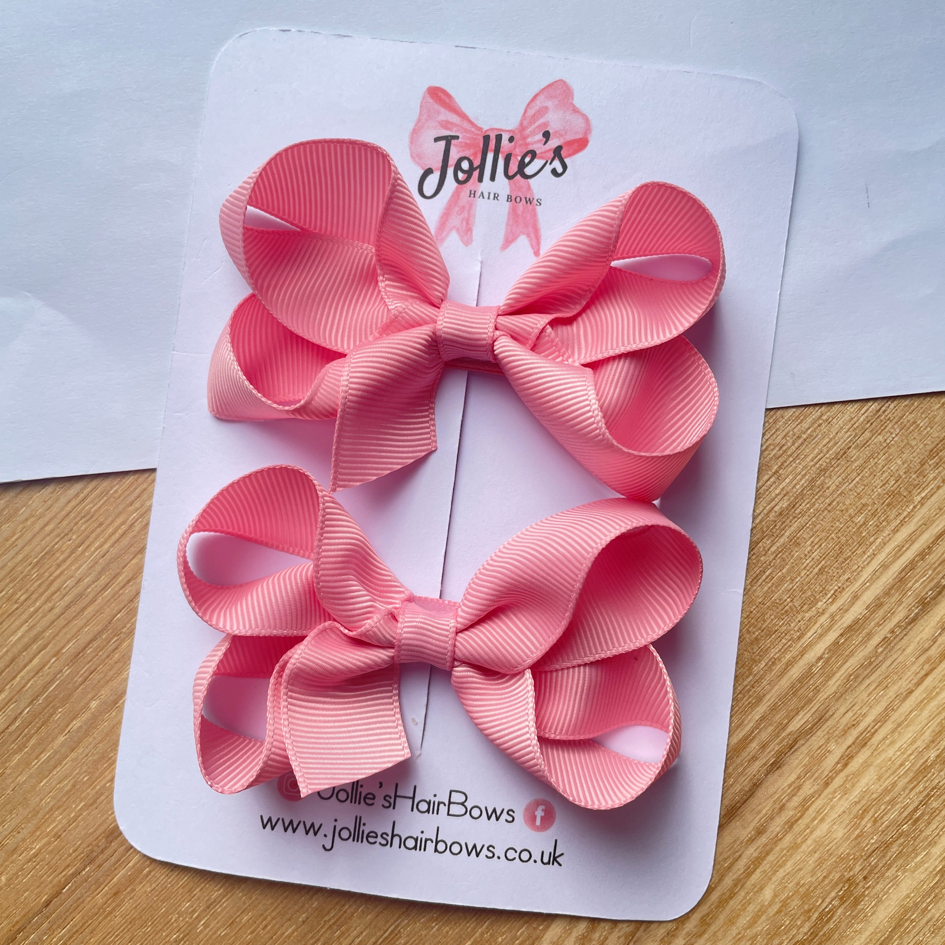 3" Peony Twisted Hair Bow Pair – Grosgrain Ribbon Clips for Girls