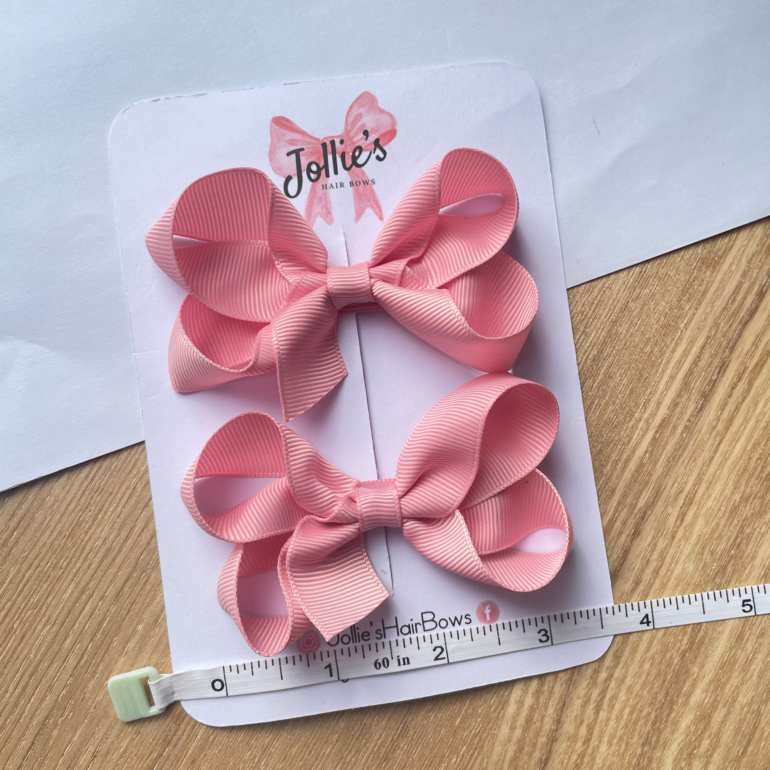3" Peony Twisted Hair Bow Pair – Grosgrain Ribbon Clips for Girls