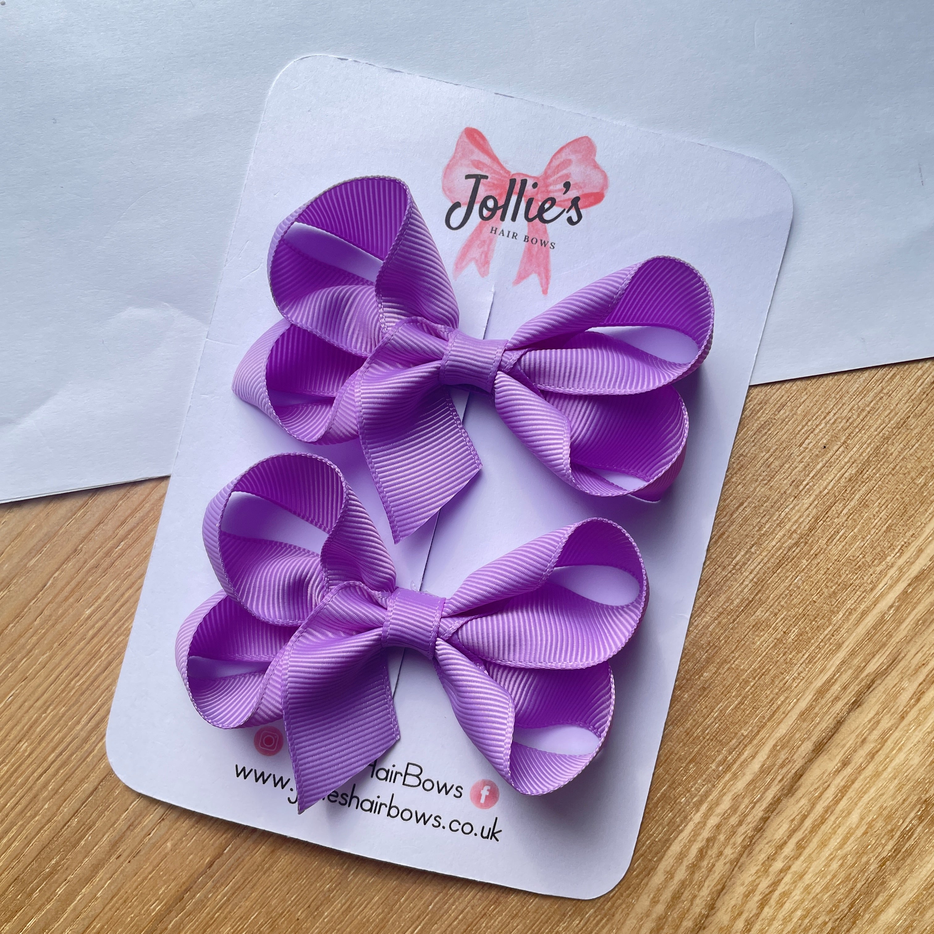 3" Hyacinth Twisted Hair Bow Pair – Grosgrain Ribbon Clips for Girls