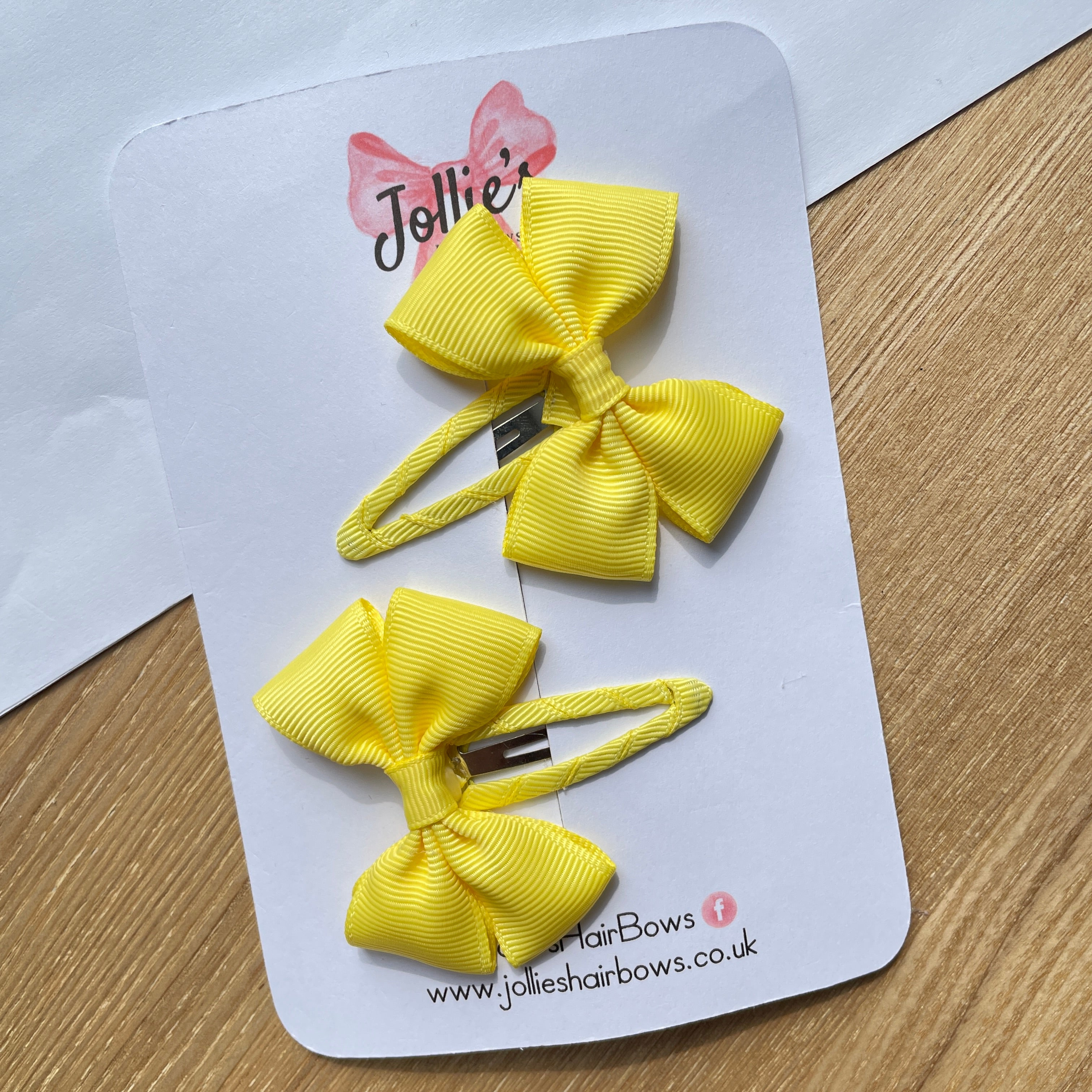 2.5" Lemon Classic Snap Clips β Grosgrain Ribbon Hair Clips for Girls (Pair)