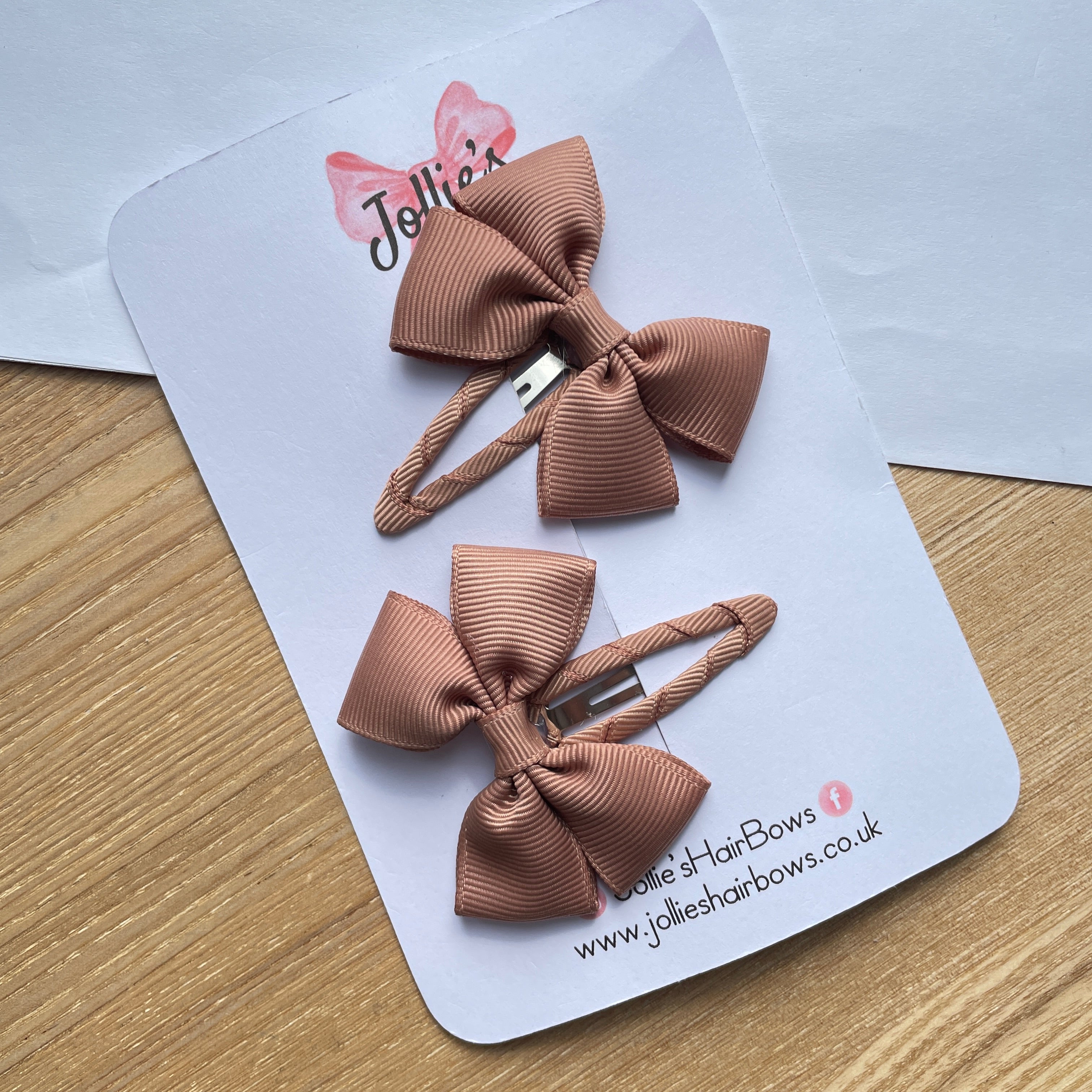 2.5" Natural Classic Snap Clips – Grosgrain Ribbon Hair Clips for Girls (Pair)