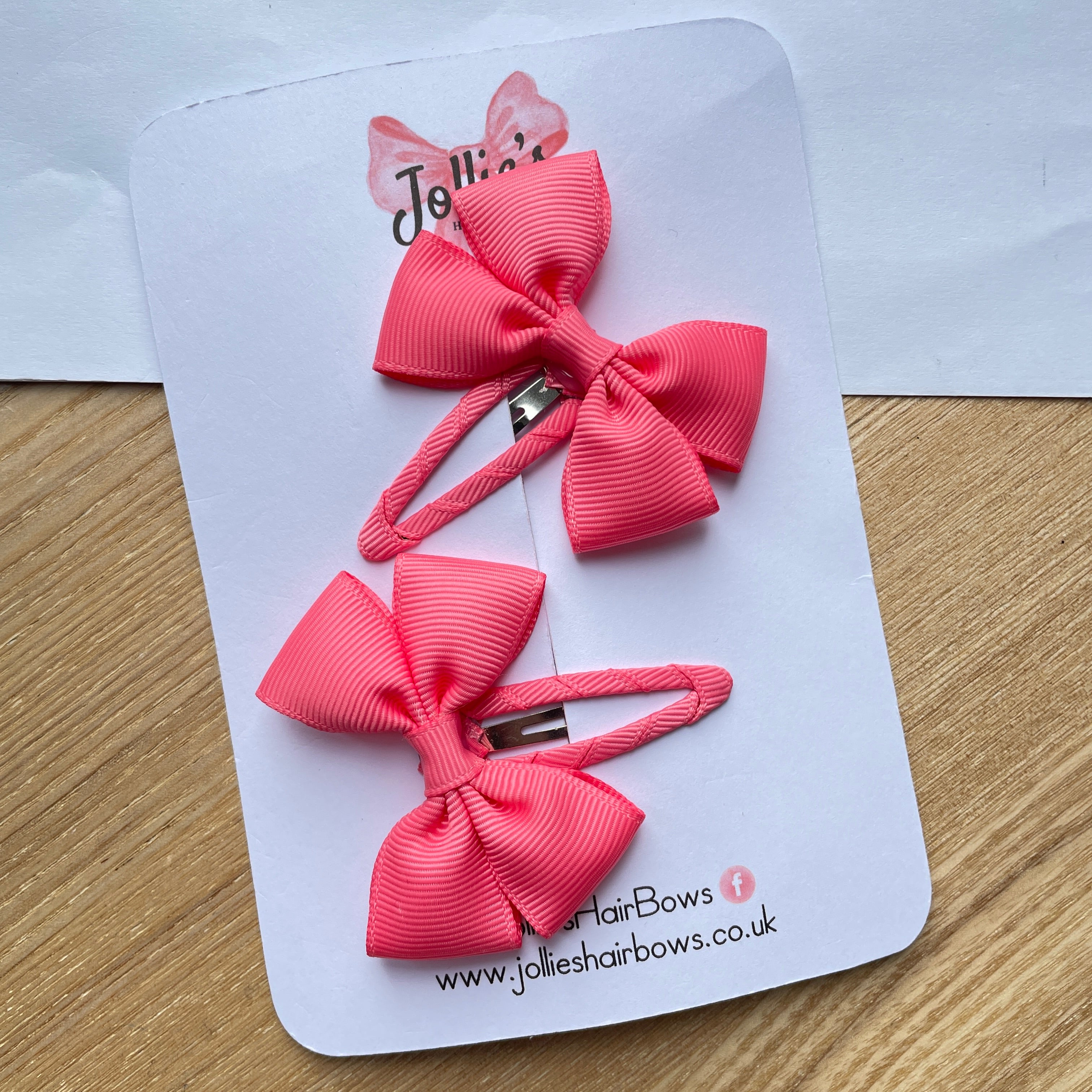 2.5" Coral Rose Classic Snap Clips β Grosgrain Ribbon Hair Clips for Girls (Pair)
