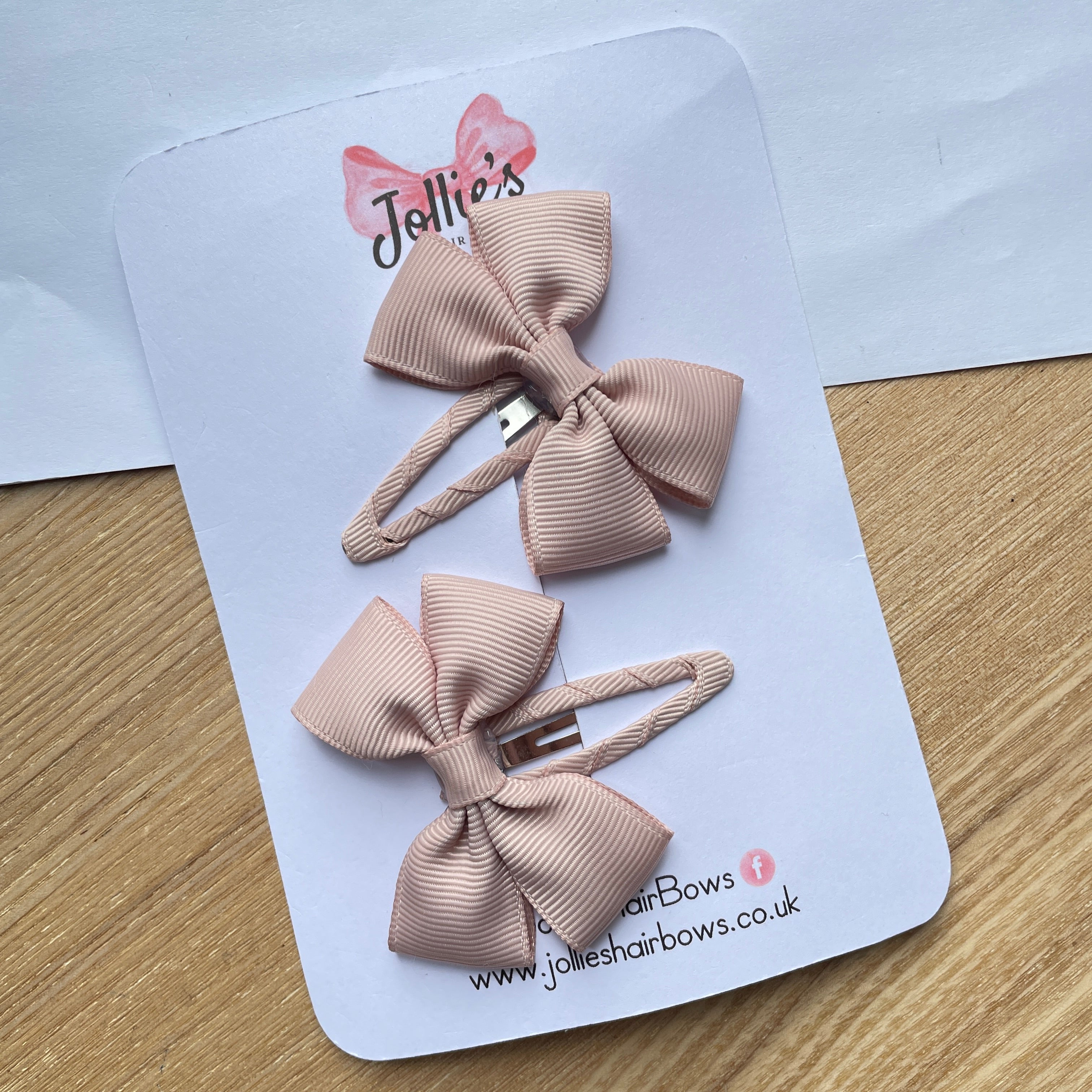 2.5" Vanilla Classic Snap Clips – Grosgrain Ribbon Hair Clips for Girls (Pair)