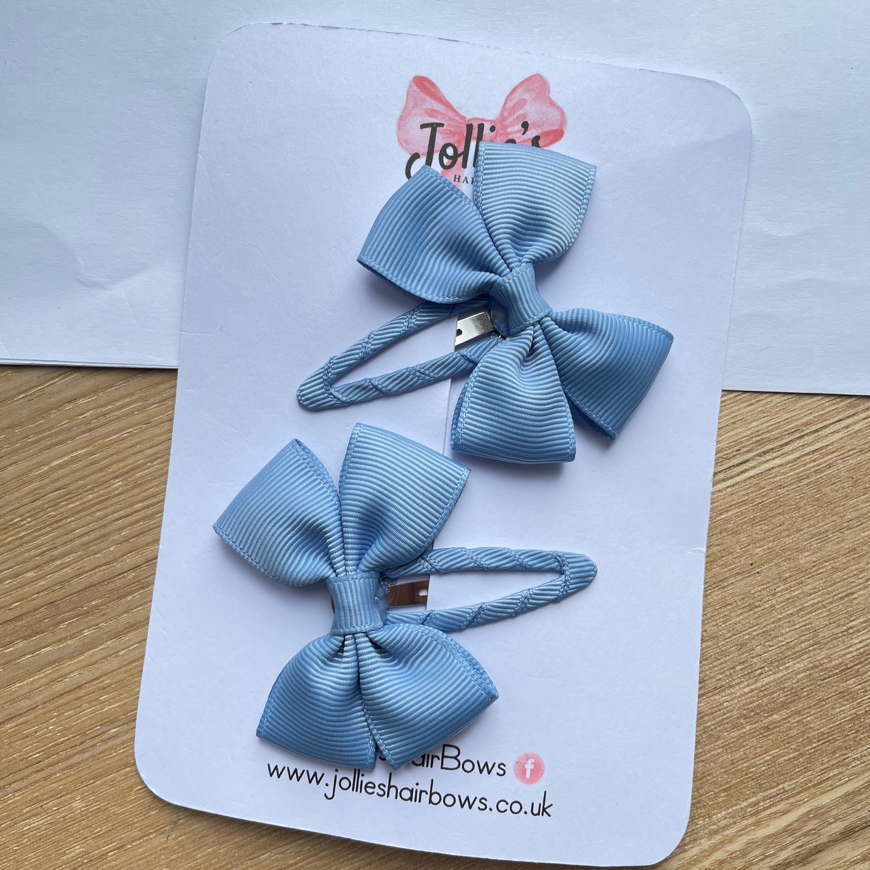 2.5" French Blue Classic Snap Clips – Grosgrain Ribbon Hair Clips for Girls (Pair)