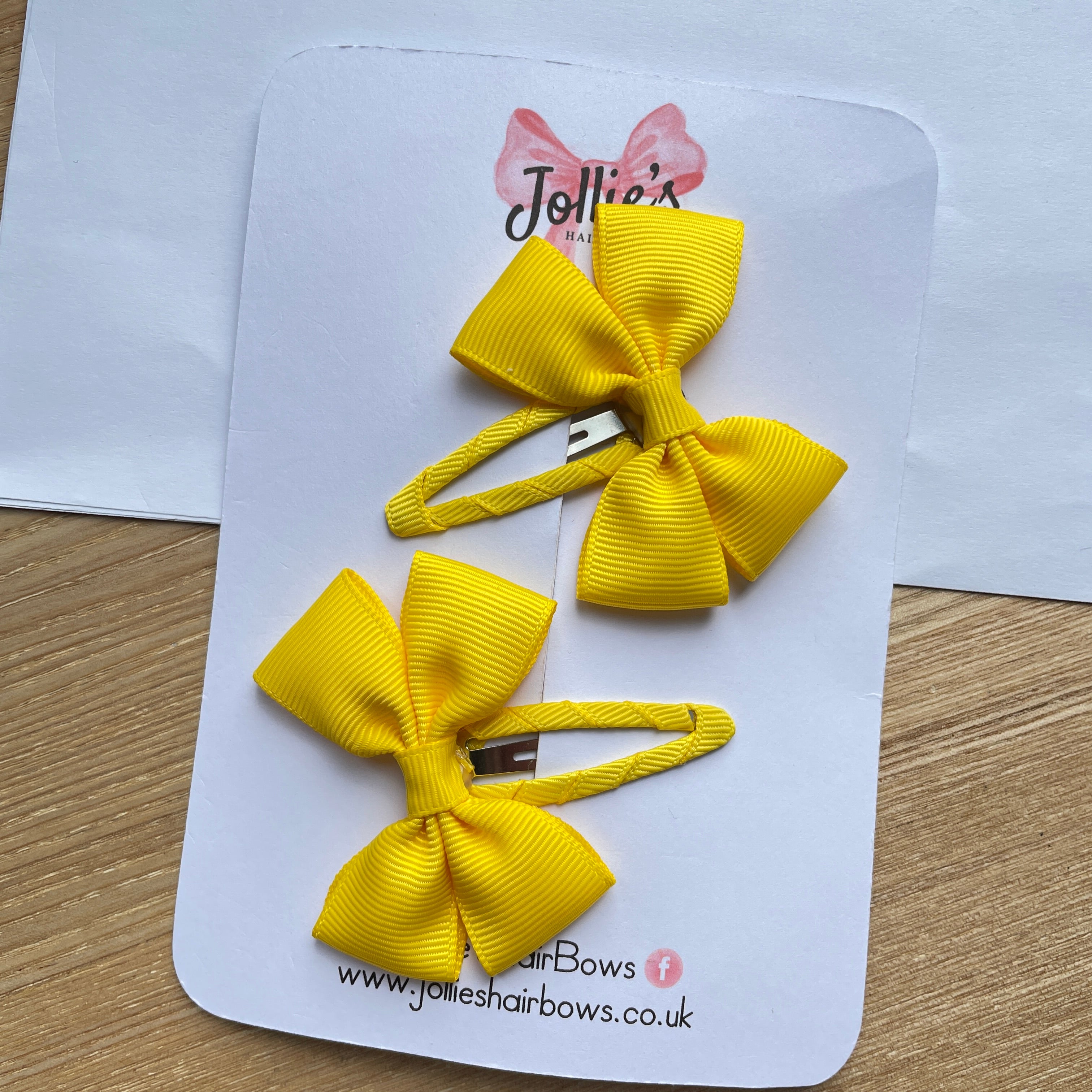 2.5" Daffodil Classic Snap Clips – Grosgrain Ribbon Hair Clips for Girls (Pair)