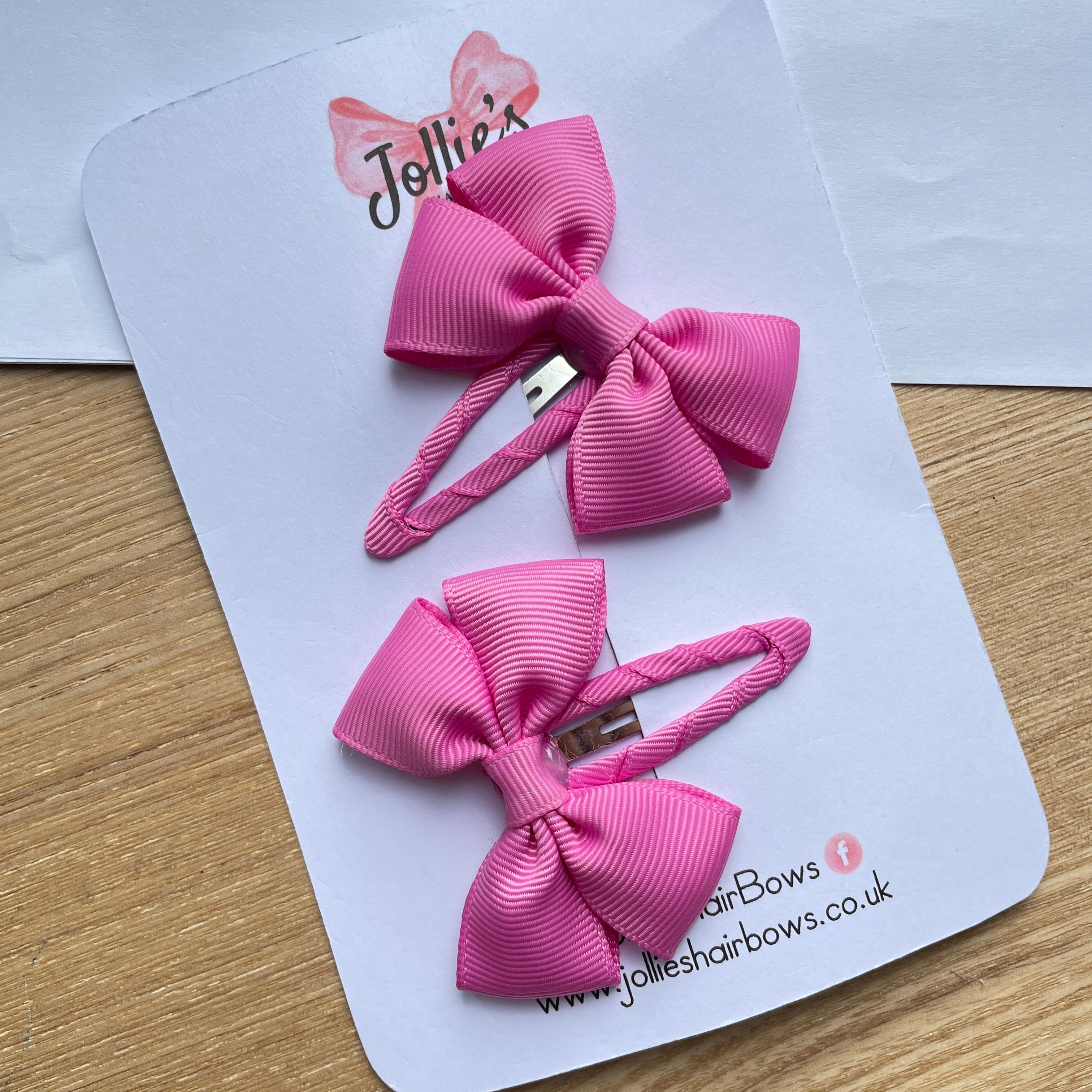 2.5" Rose Bloom Classic Snap Clips β Grosgrain Ribbon Hair Clips for Girls (Pair)