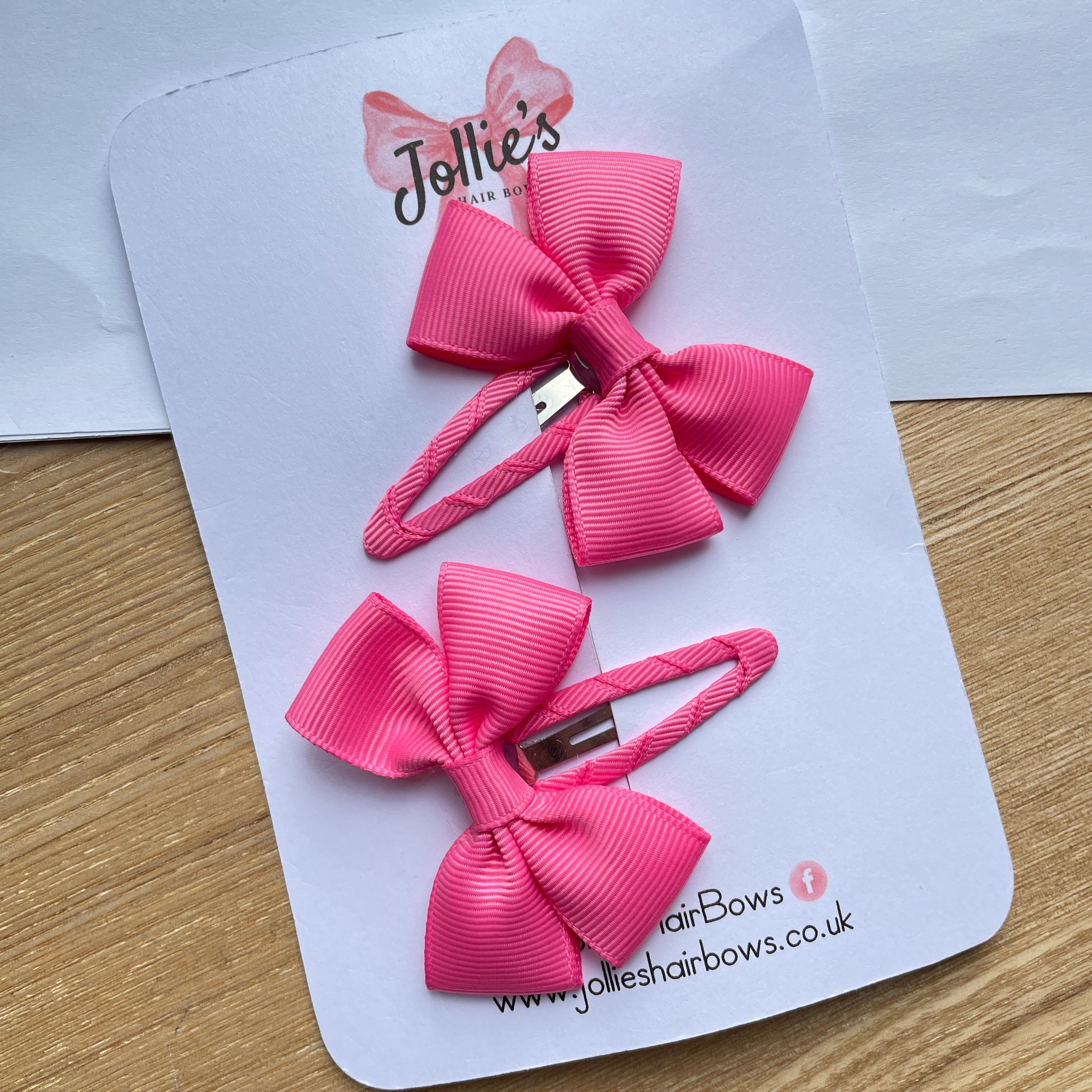 2.5" Hot Pink Classic Snap Clips – Grosgrain Ribbon Hair Clips for Girls (Pair)