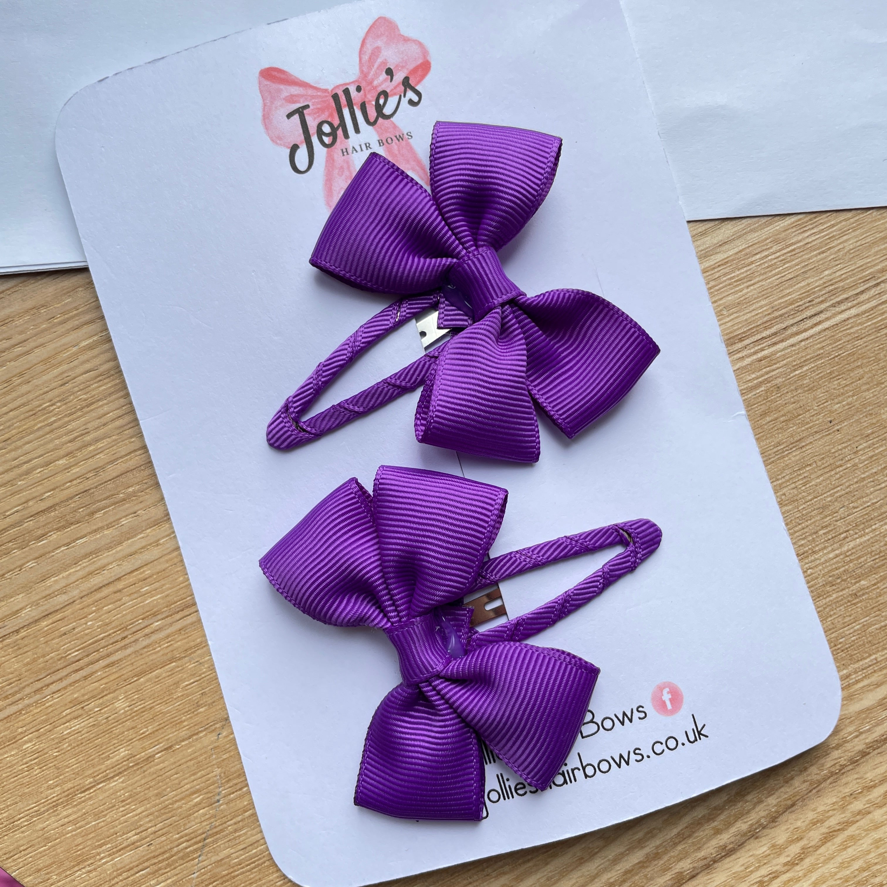 2.5" Purple Classic Snap Clips – Grosgrain Ribbon Hair Clips for Girls (Pair)