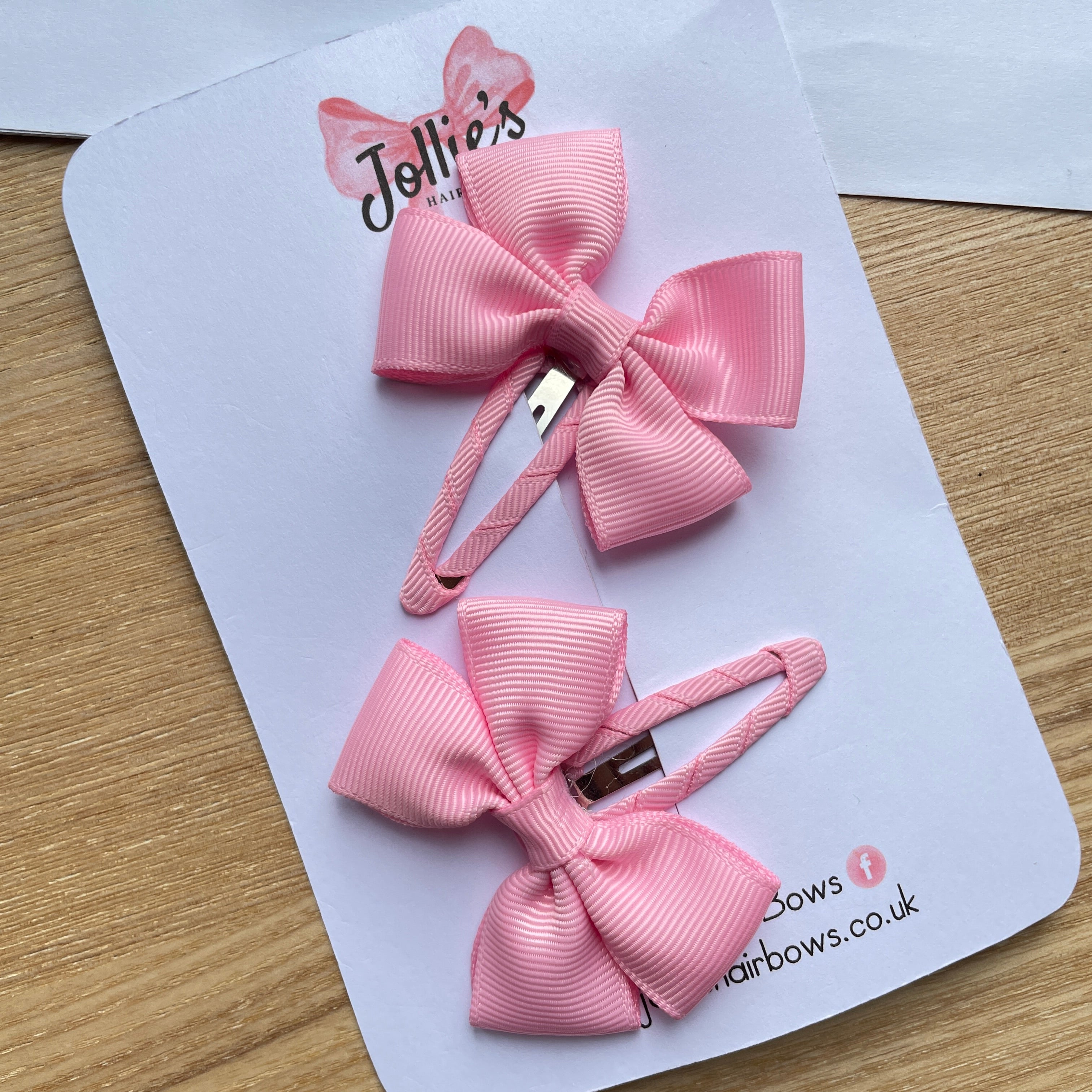 2.5" Rose Pink Classic Snap Clips β Grosgrain Ribbon Hair Clips for Girls (Pair)