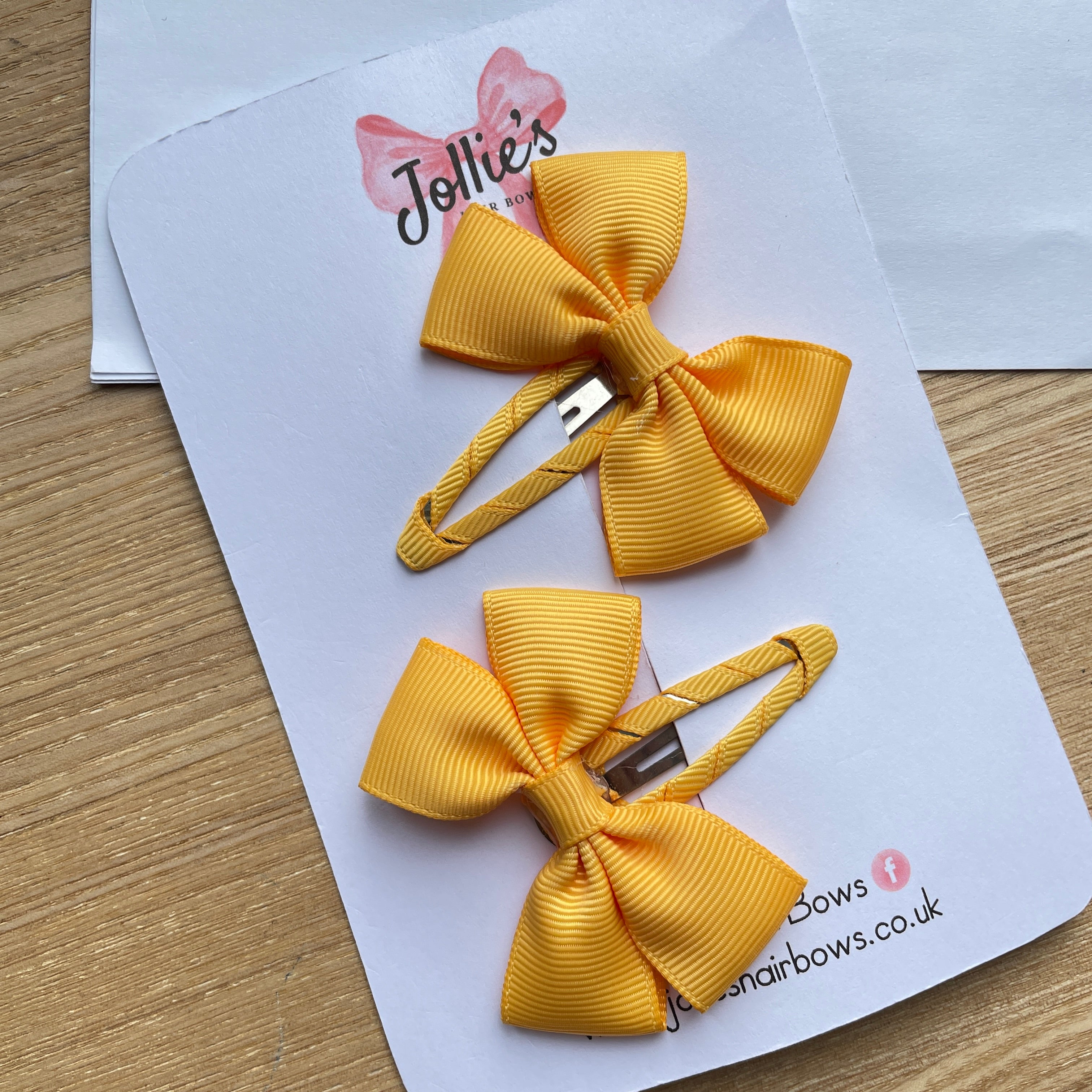 2.5" Yellow Gold Classic Snap Clips – Grosgrain Ribbon Hair Clips for Girls (Pair)