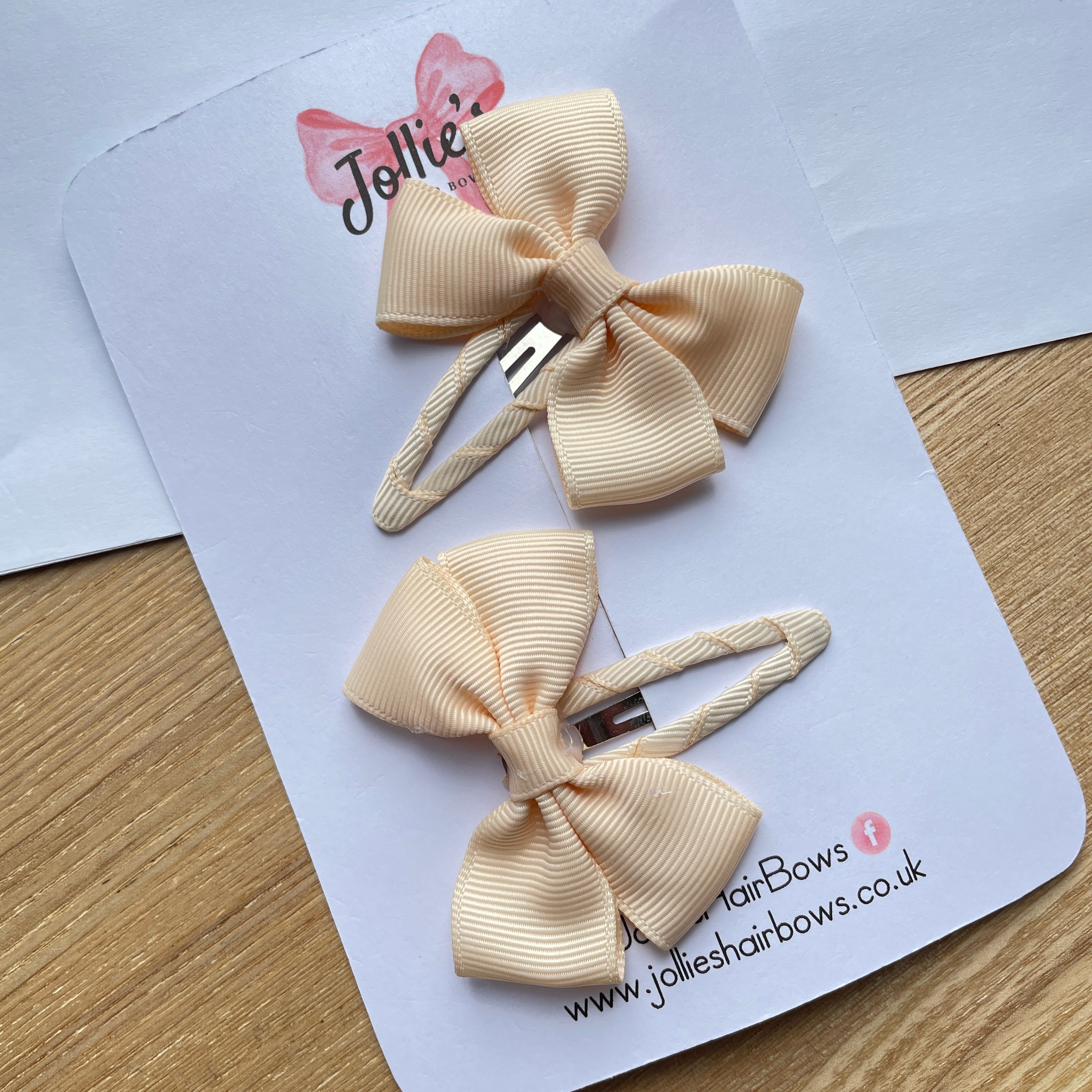 2.5" Nude Classic Snap Clips – Grosgrain Ribbon Hair Clips for Girls (Pair)