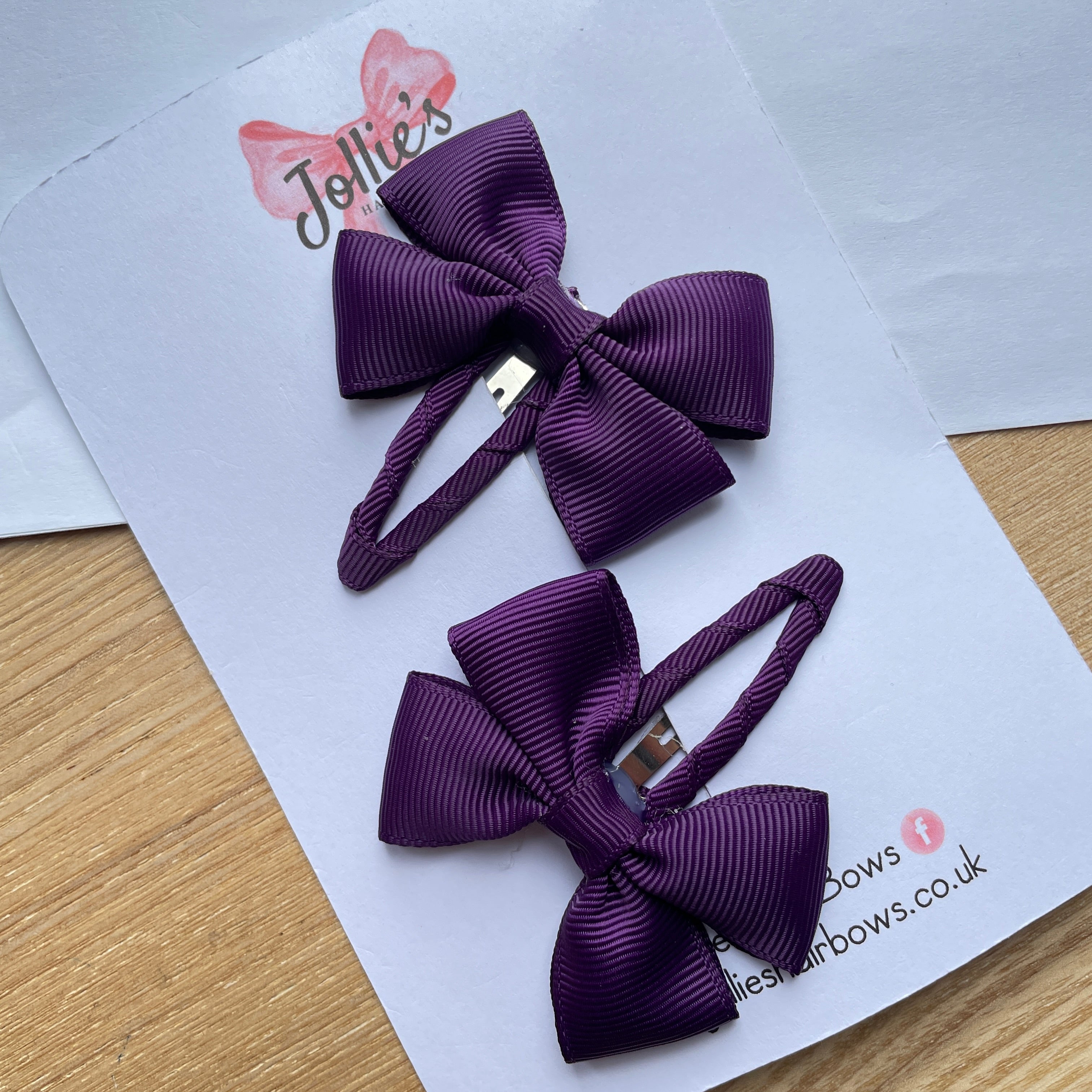 2.5" Plum Classic Snap Clips – Grosgrain Ribbon Hair Clips for Girls (Pair)
