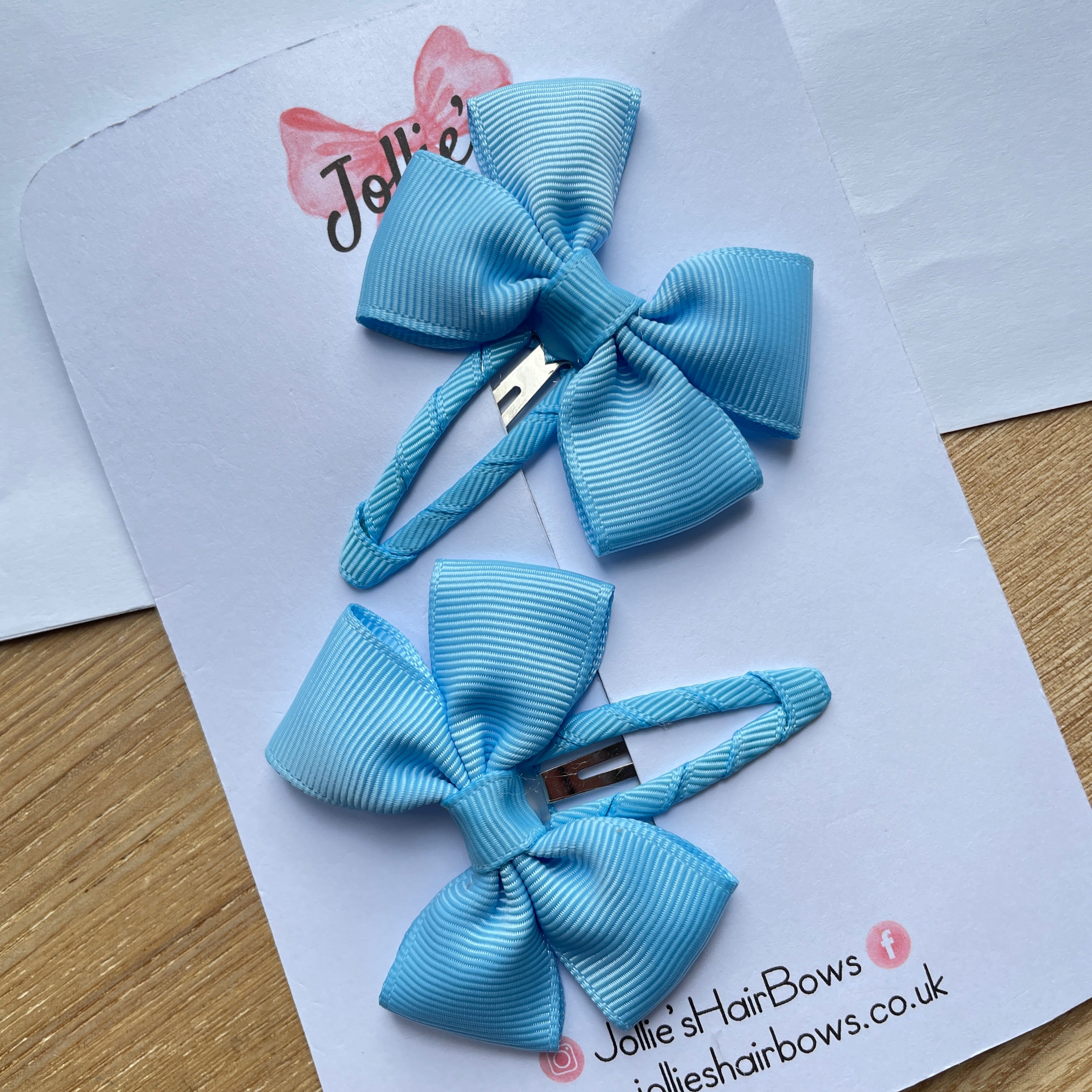 2.5" Blue Mist Classic Snap Clips – Grosgrain Ribbon Hair Clips for Girls (Pair)