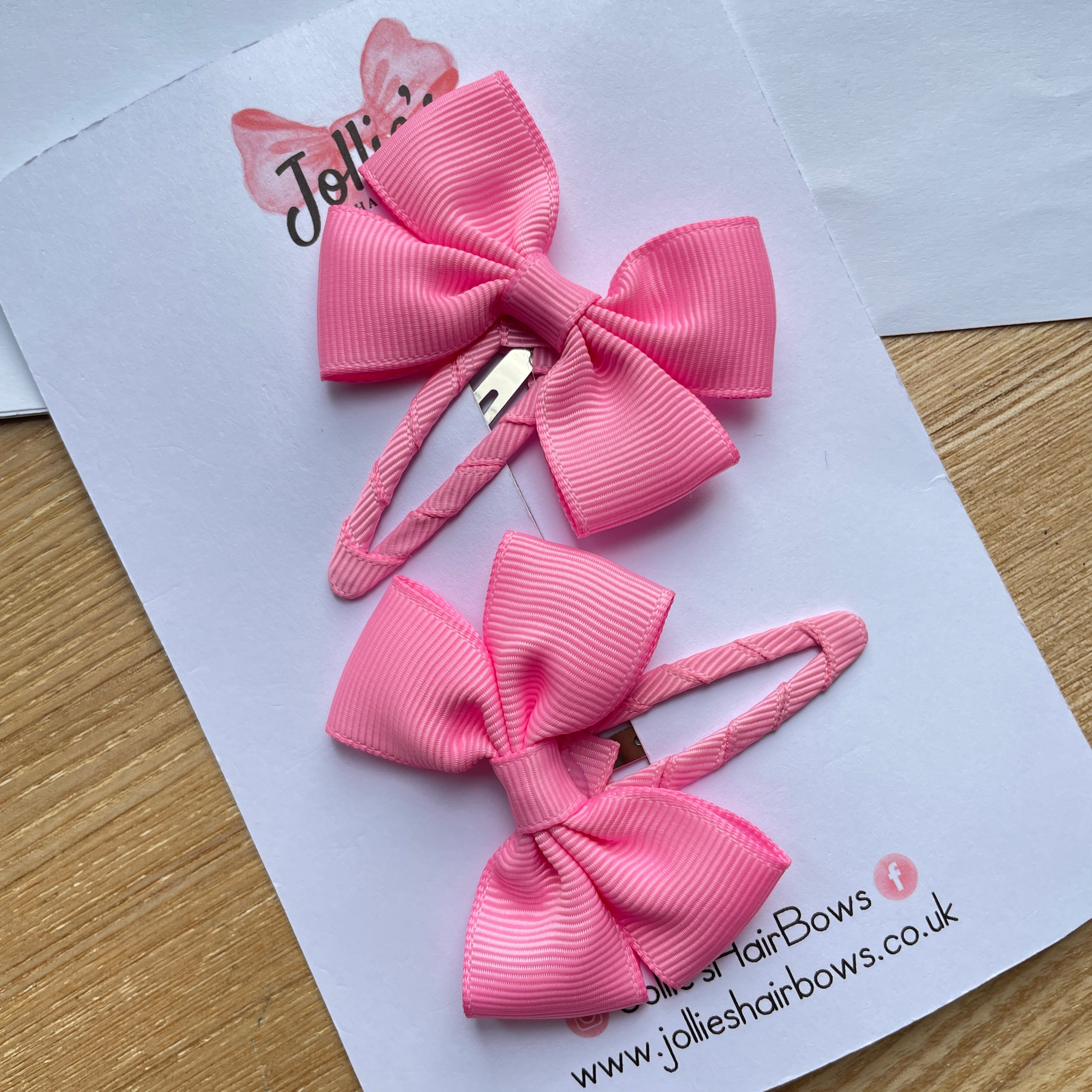 2.5" Geranium Pink Classic Snap Clips – Grosgrain Ribbon Hair Clips for Girls (Pair)
