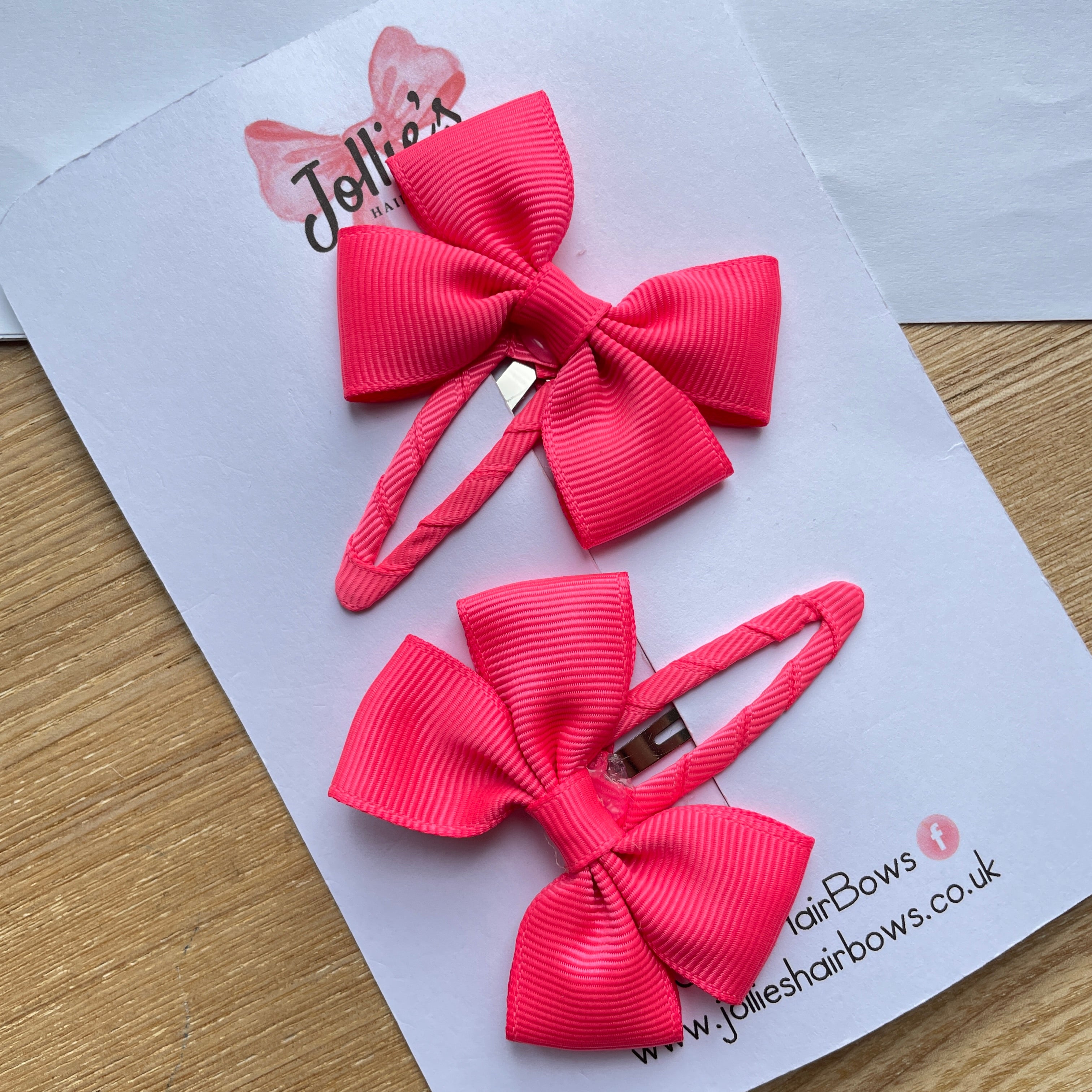 2.5" Passion Fruit Classic Snap Clips – Grosgrain Ribbon Hair Clips for Girls (Pair)