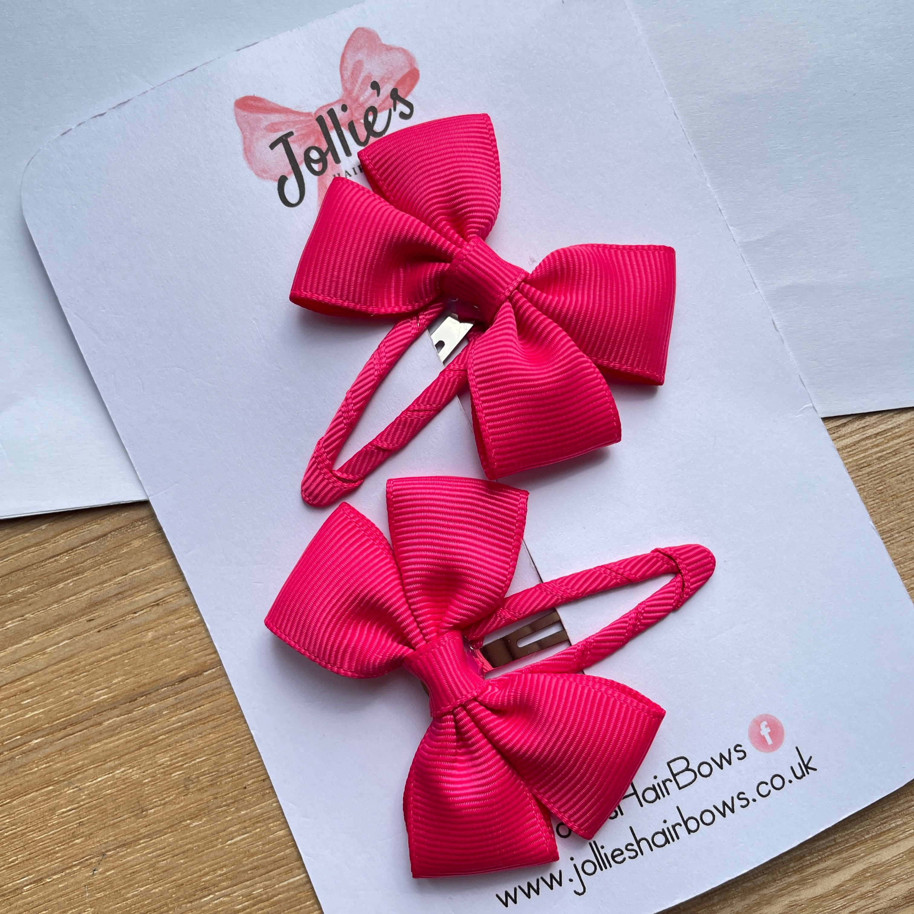 2.5" Shocking Pink Classic Snap Clips – Grosgrain Ribbon Hair Clips for Girls (Pair)