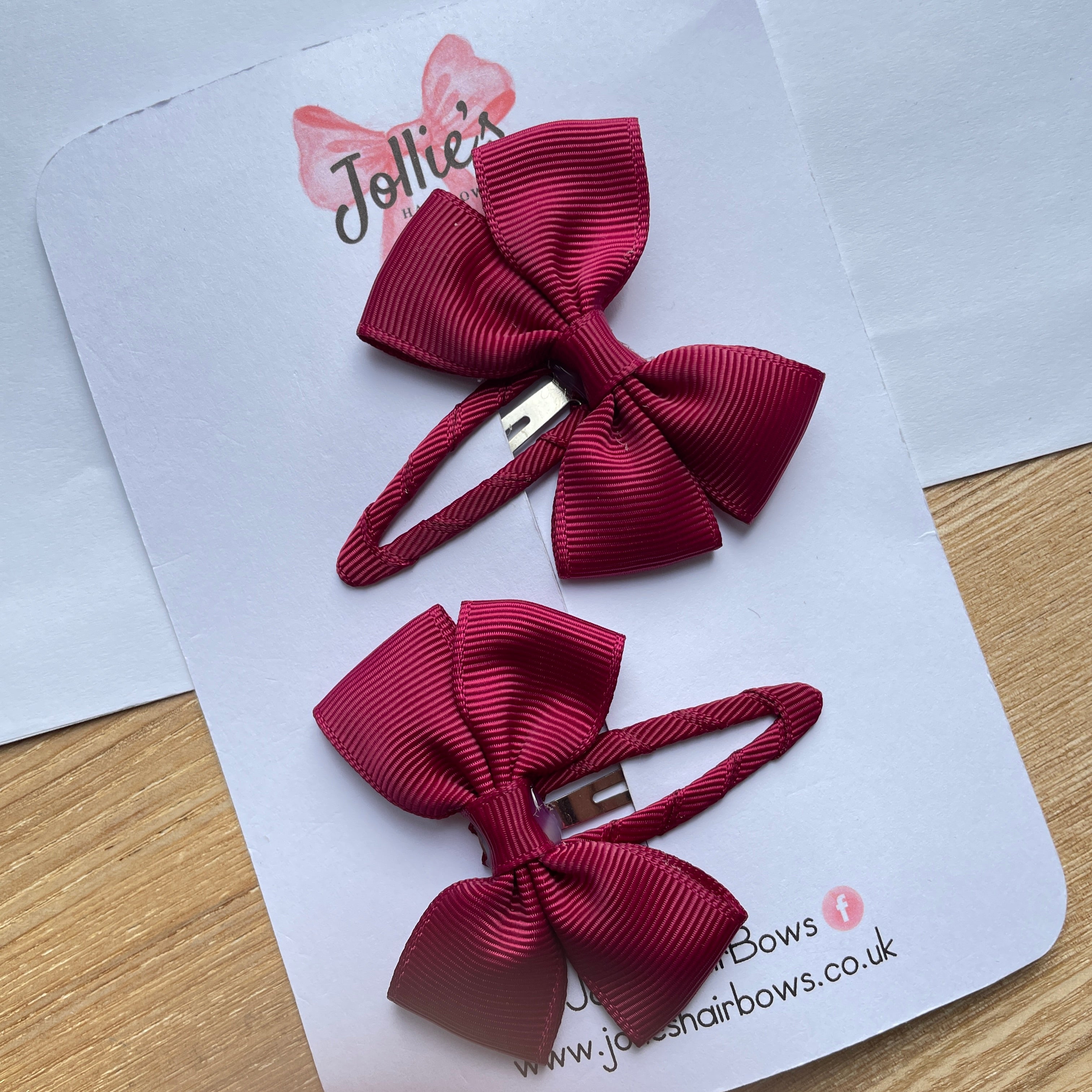 2.5" Wine Classic Snap Clips – Grosgrain Ribbon Hair Clips for Girls (Pair)