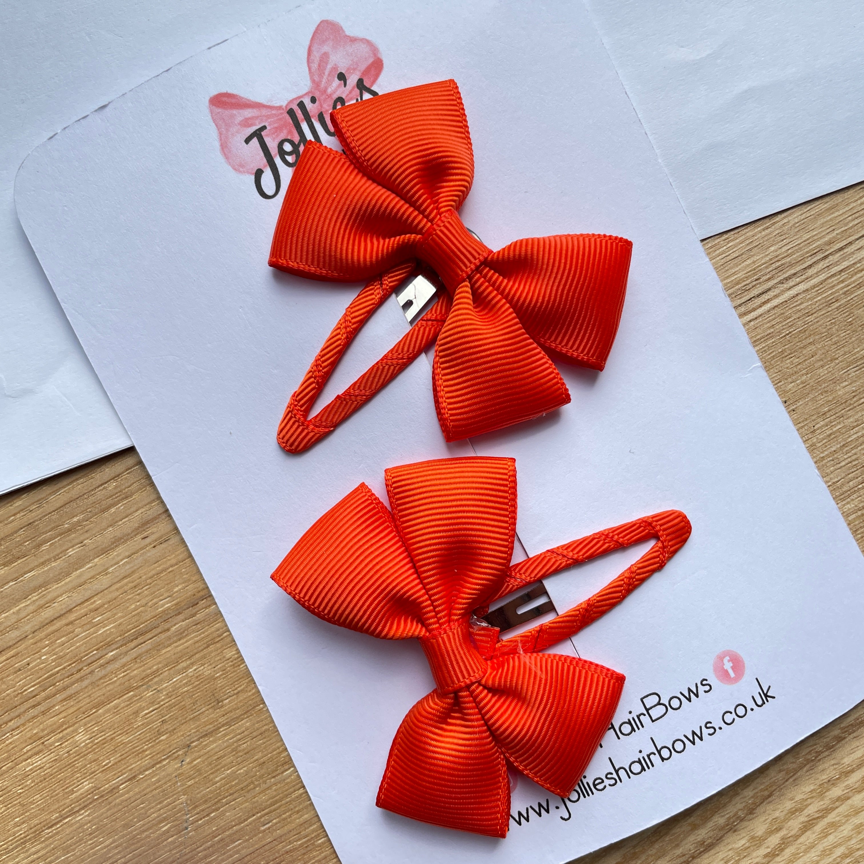 2.5" Autumn Orange Classic Snap Clips – Grosgrain Ribbon Hair Clips for Girls (Pair)