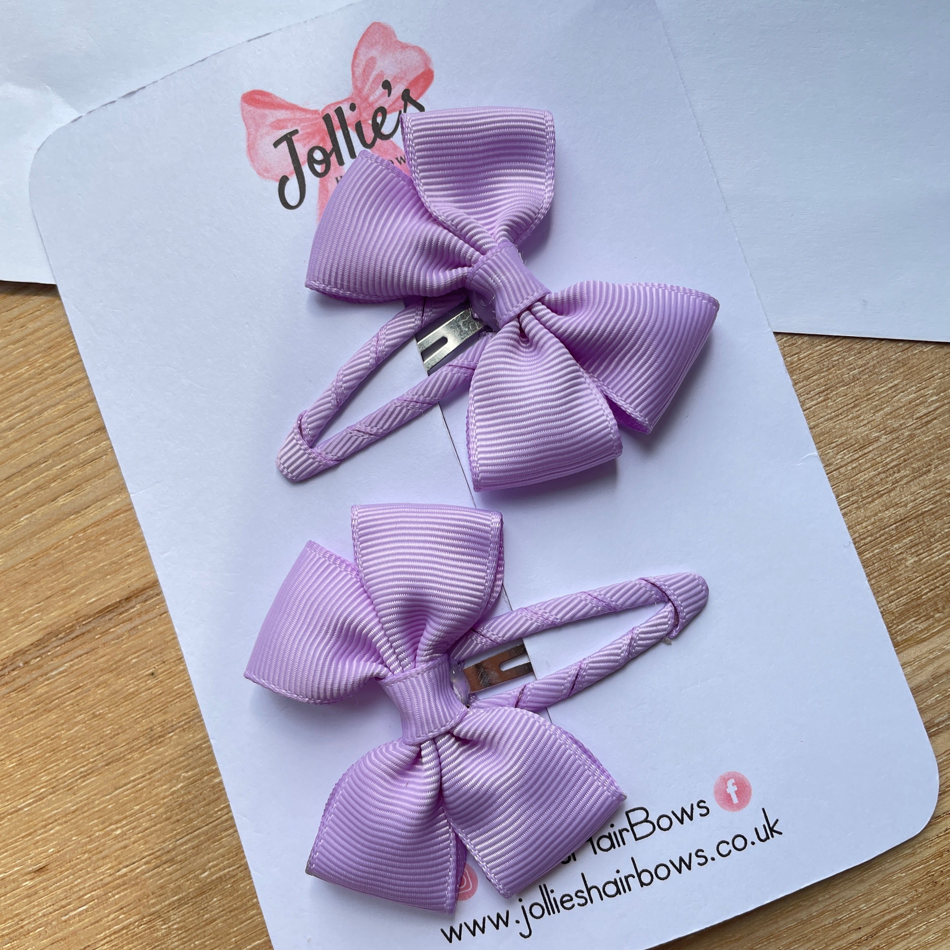 2.5" Light Orchid Classic Snap Clips – Grosgrain Ribbon Hair Clips for Girls (Pair)