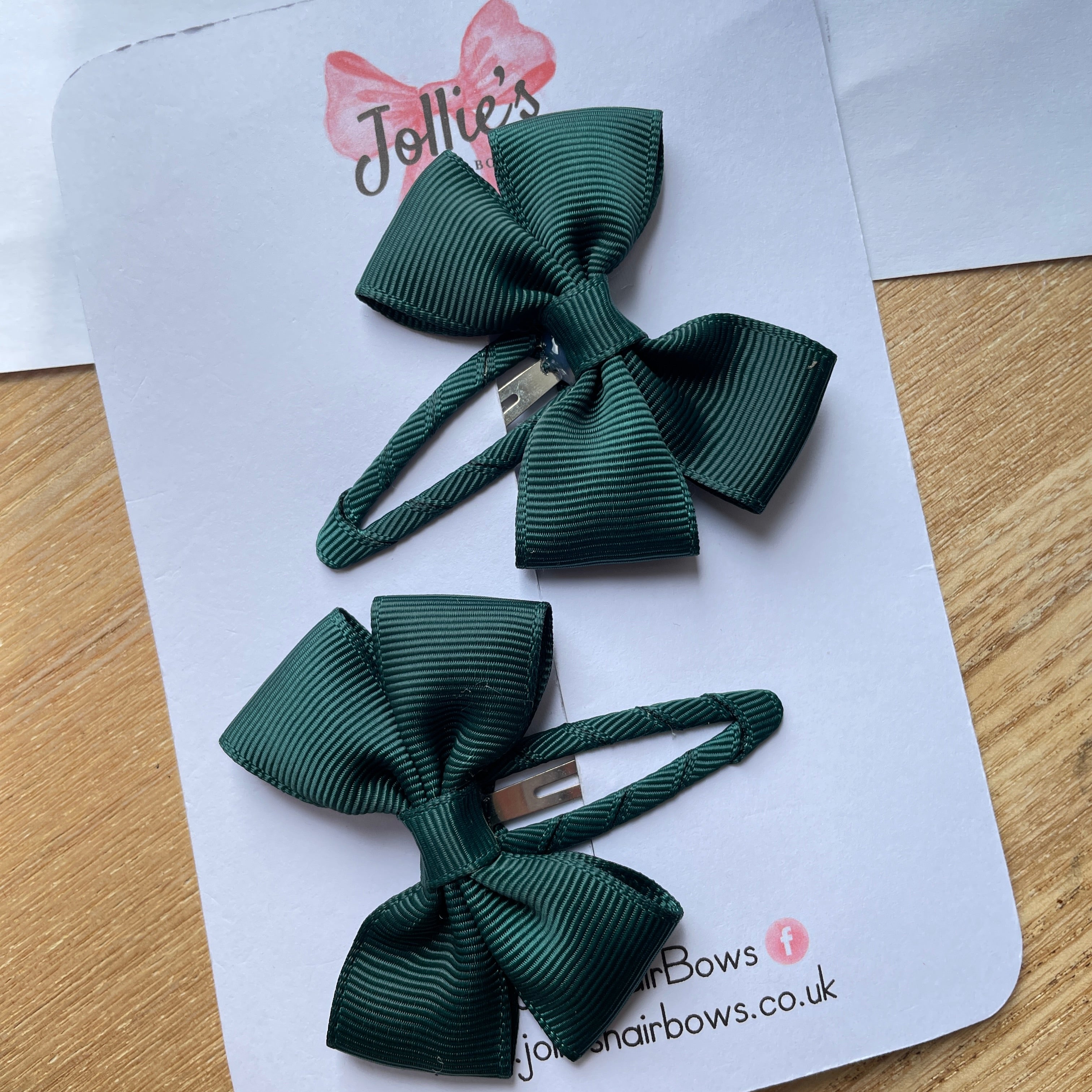 2.5" Spruce Classic Snap Clips – Grosgrain Ribbon Hair Clips for Girls (Pair)