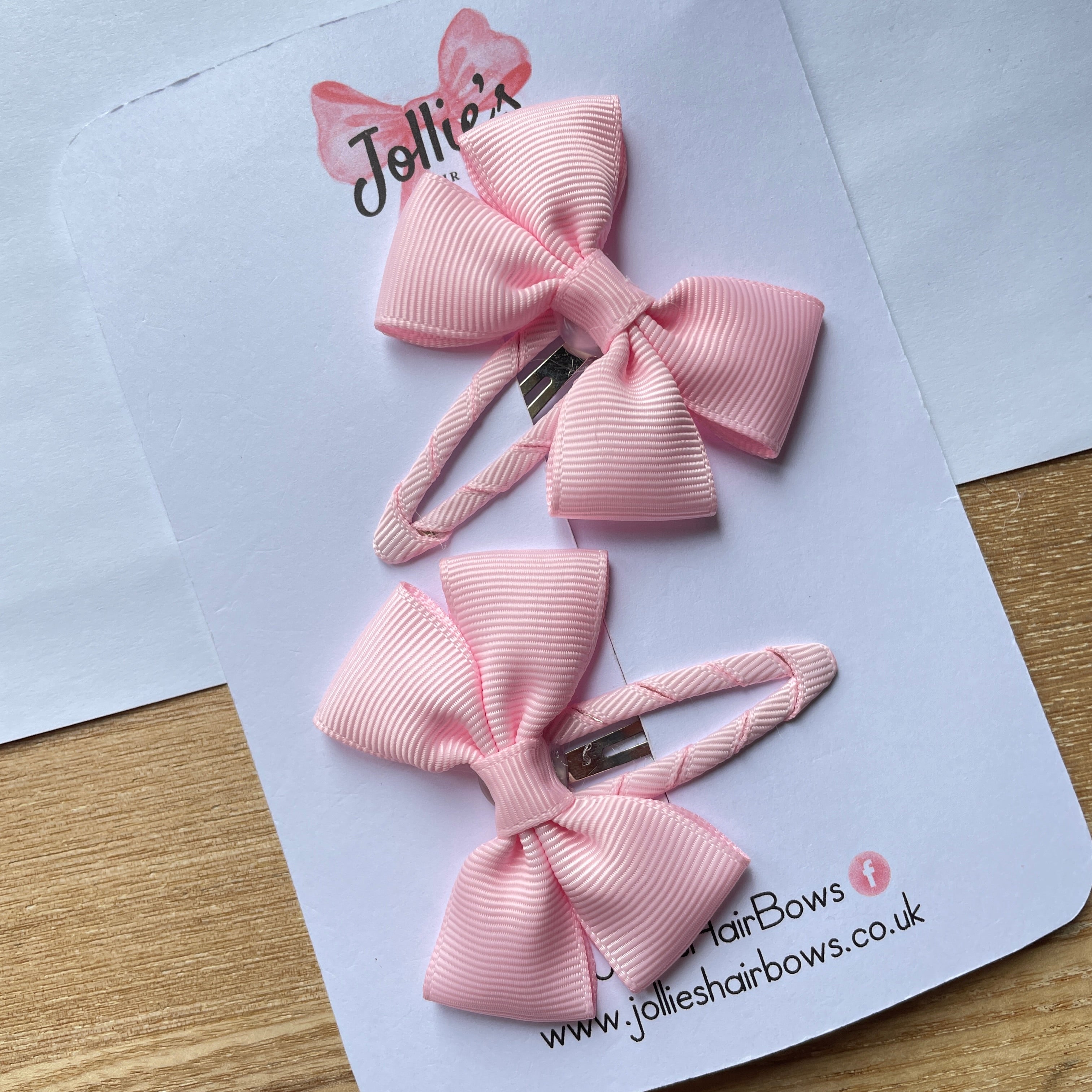 2.5" Pearl Pink Classic Snap Clips – Grosgrain Ribbon Hair Clips for Girls (Pair)