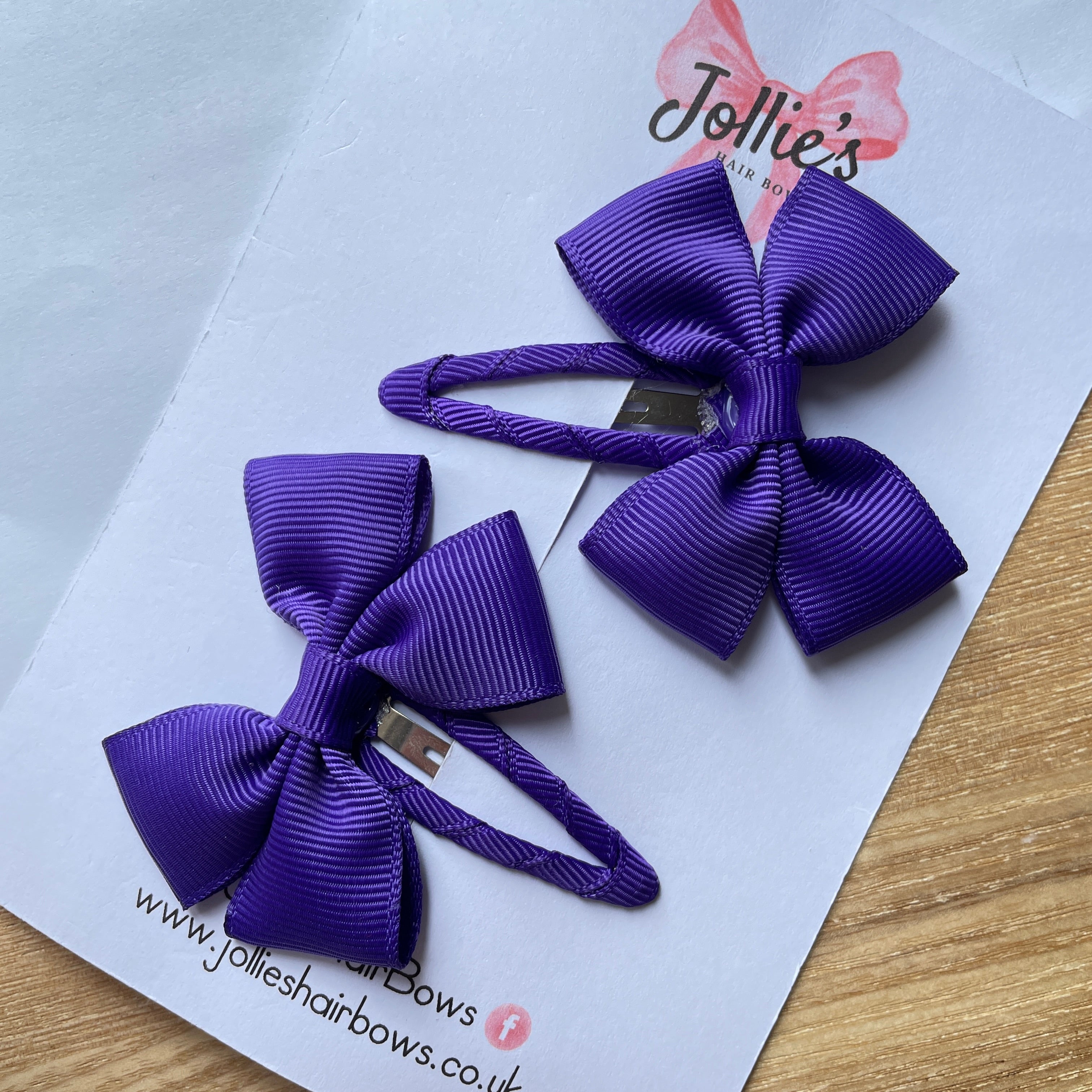 2.5" Regal Purple Classic Snap Clips – Grosgrain Ribbon Hair Clips for Girls (Pair)
