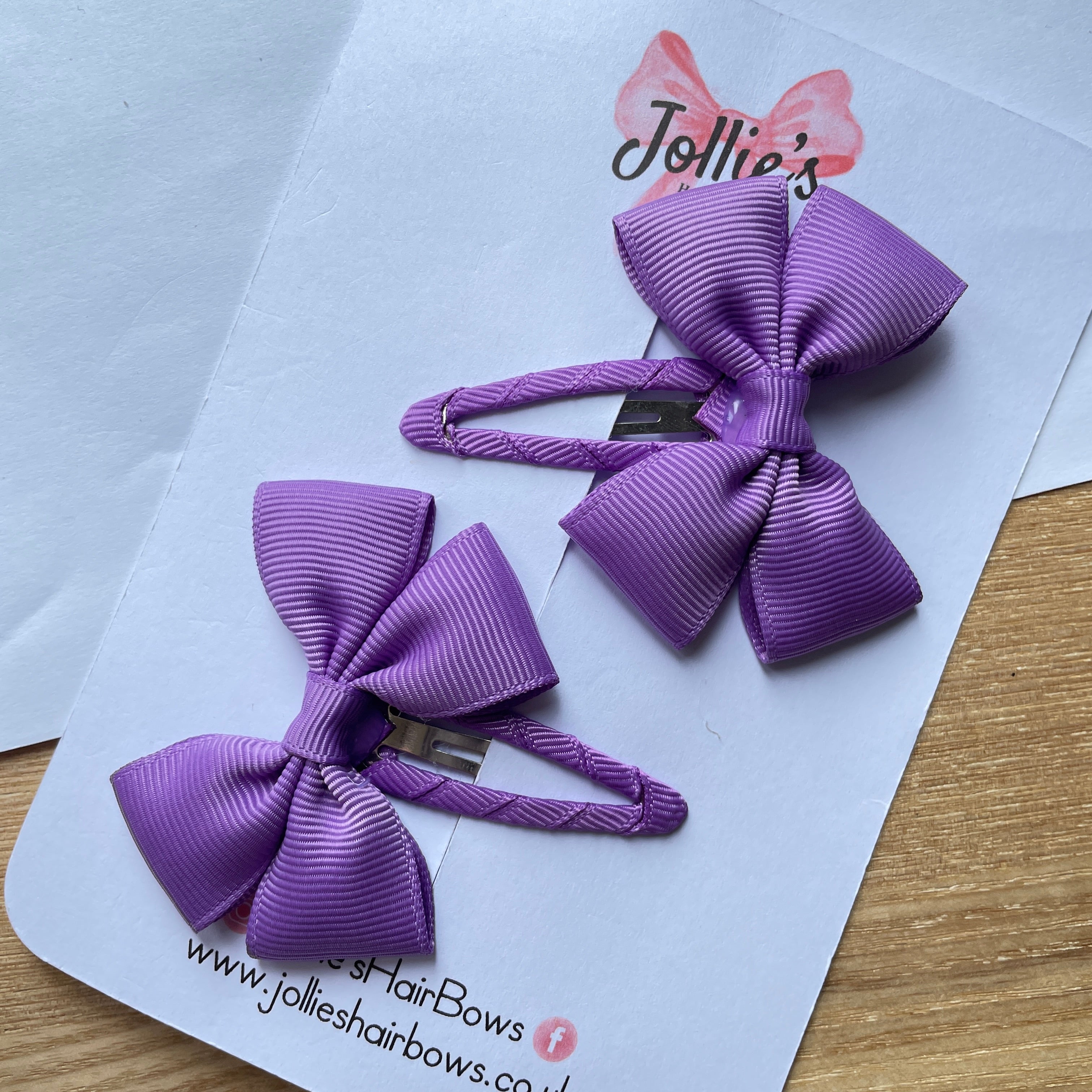 2.5" Hyacinth Classic Snap Clips – Grosgrain Ribbon Hair Clips for Girls (Pair)