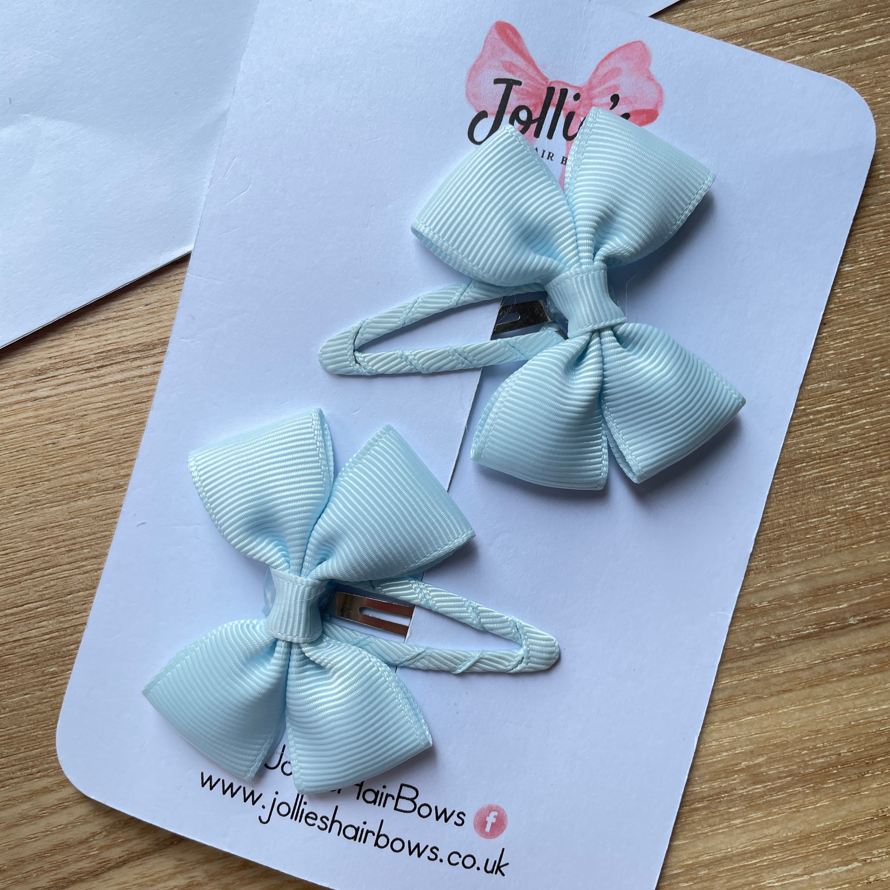 2.5" Blue Vapor Classic Snap Clips – Grosgrain Ribbon Hair Clips for Girls (Pair)