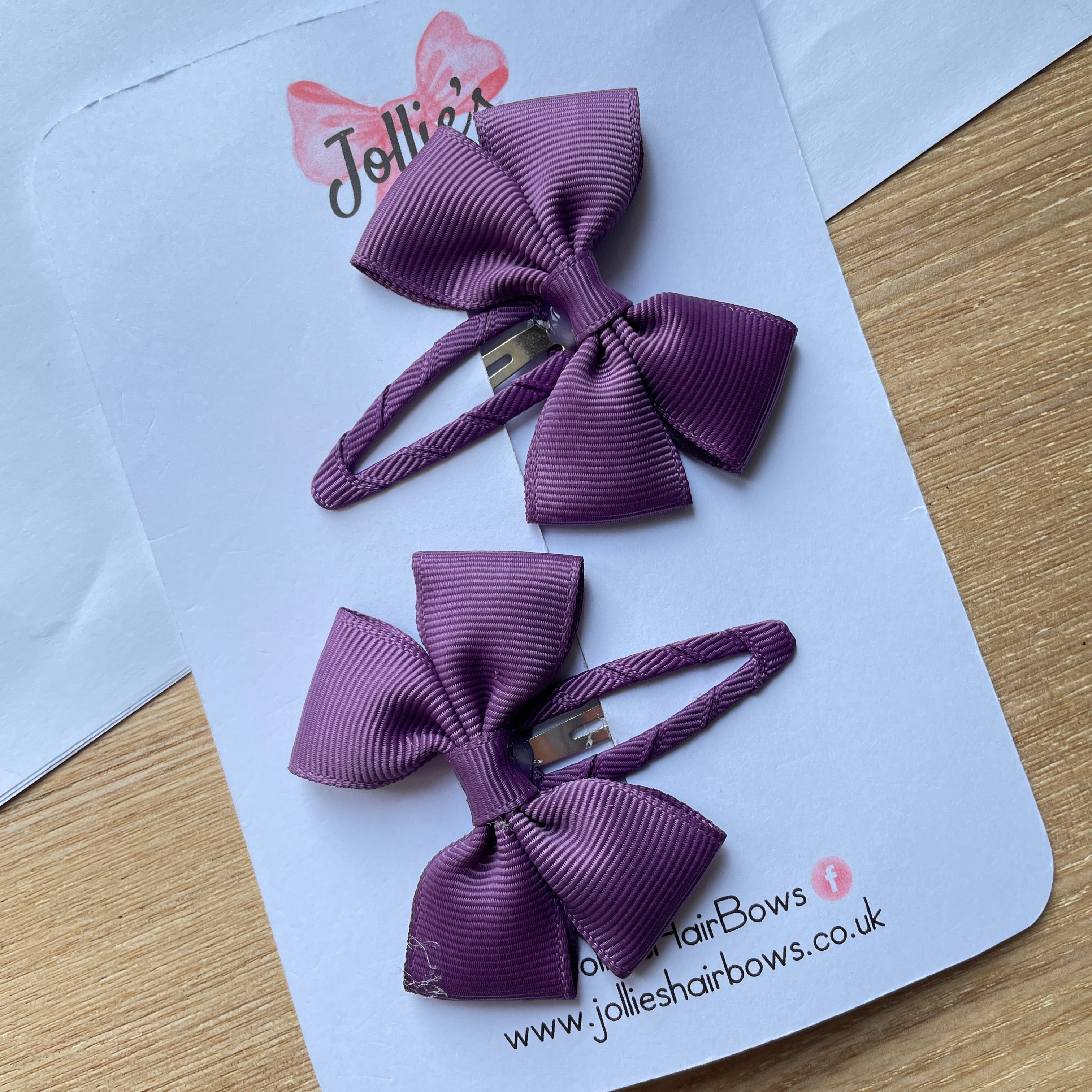 2.5" Amethyst Classic Snap Clips – Grosgrain Ribbon Hair Clips for Girls (Pair)
