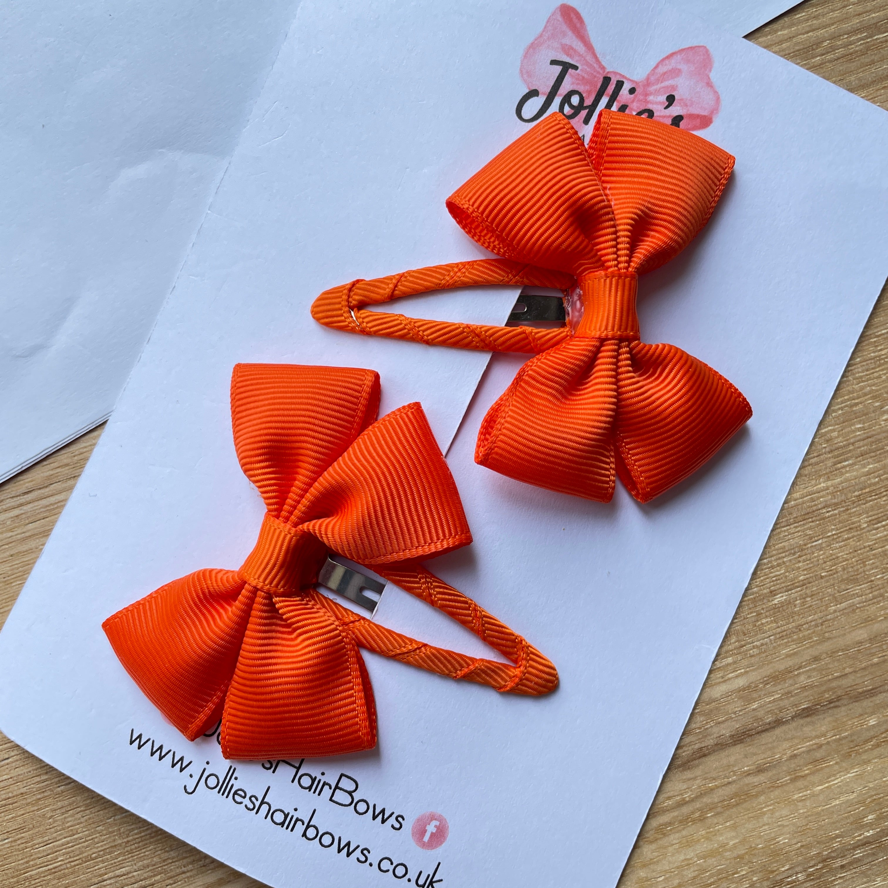 2.5" Russet Orange Classic Snap Clips – Grosgrain Ribbon Hair Clips for Girls (Pair)