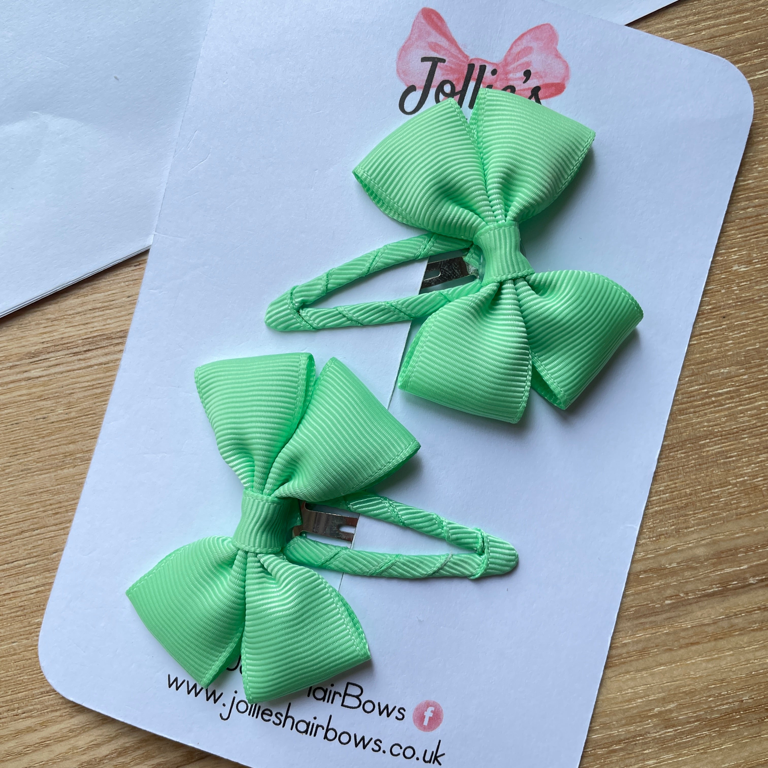 2.5" Mint Classic Snap Clips β Grosgrain Ribbon Hair Clips for Girls (Pair)