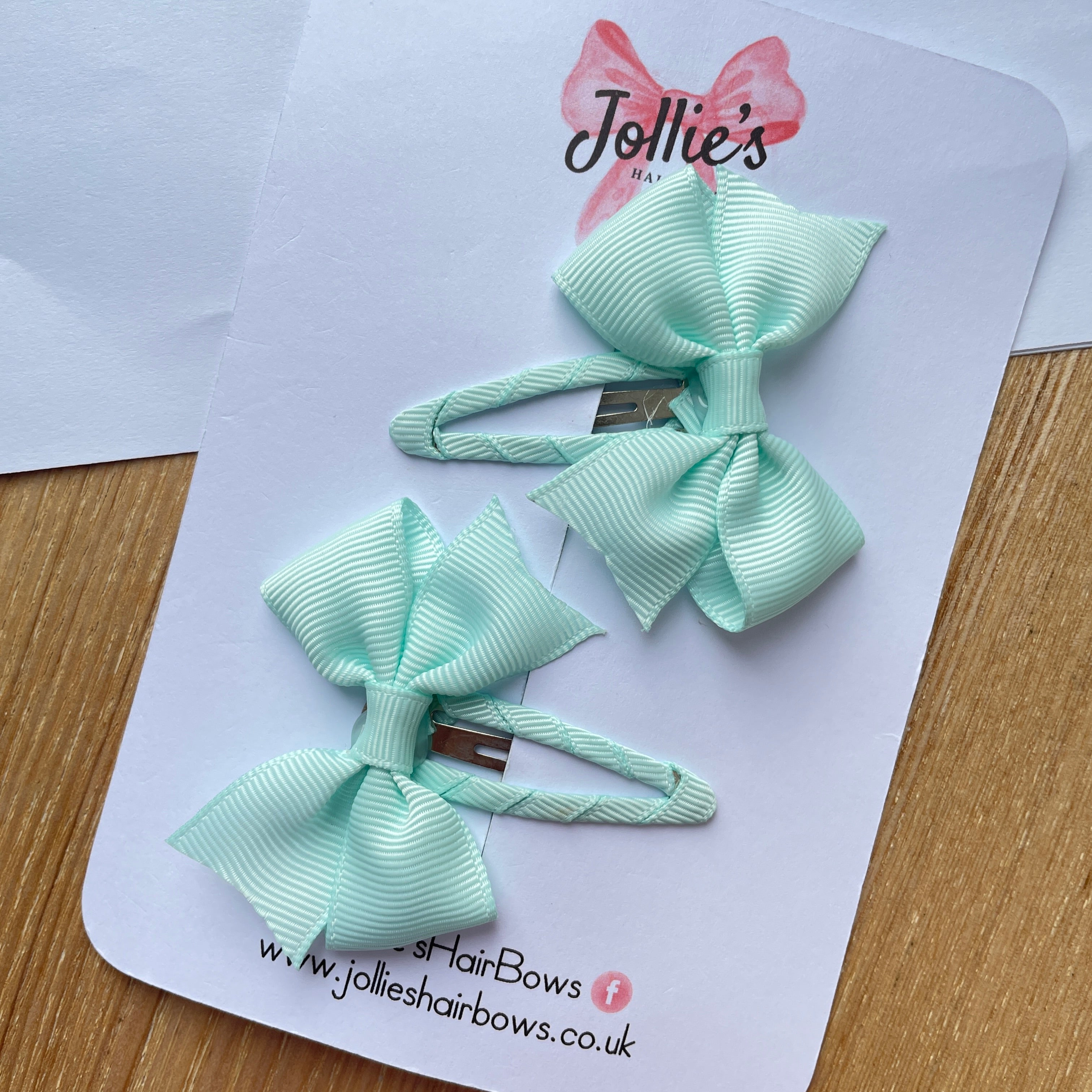 2.5" Crystalline Bow Snap Clips – Grosgrain Ribbon Hair Clips for Girls (Set of 2)