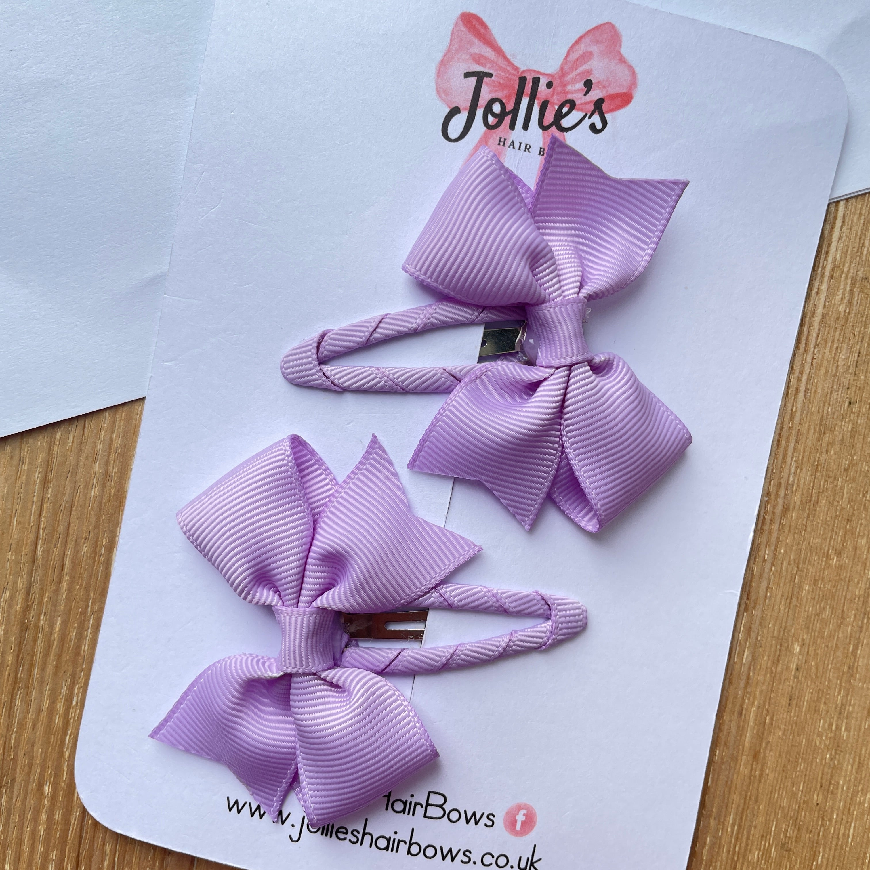 2.5" Light Orchid Bow Snap Clips – Grosgrain Ribbon Hair Clips for Girls (Set of 2)