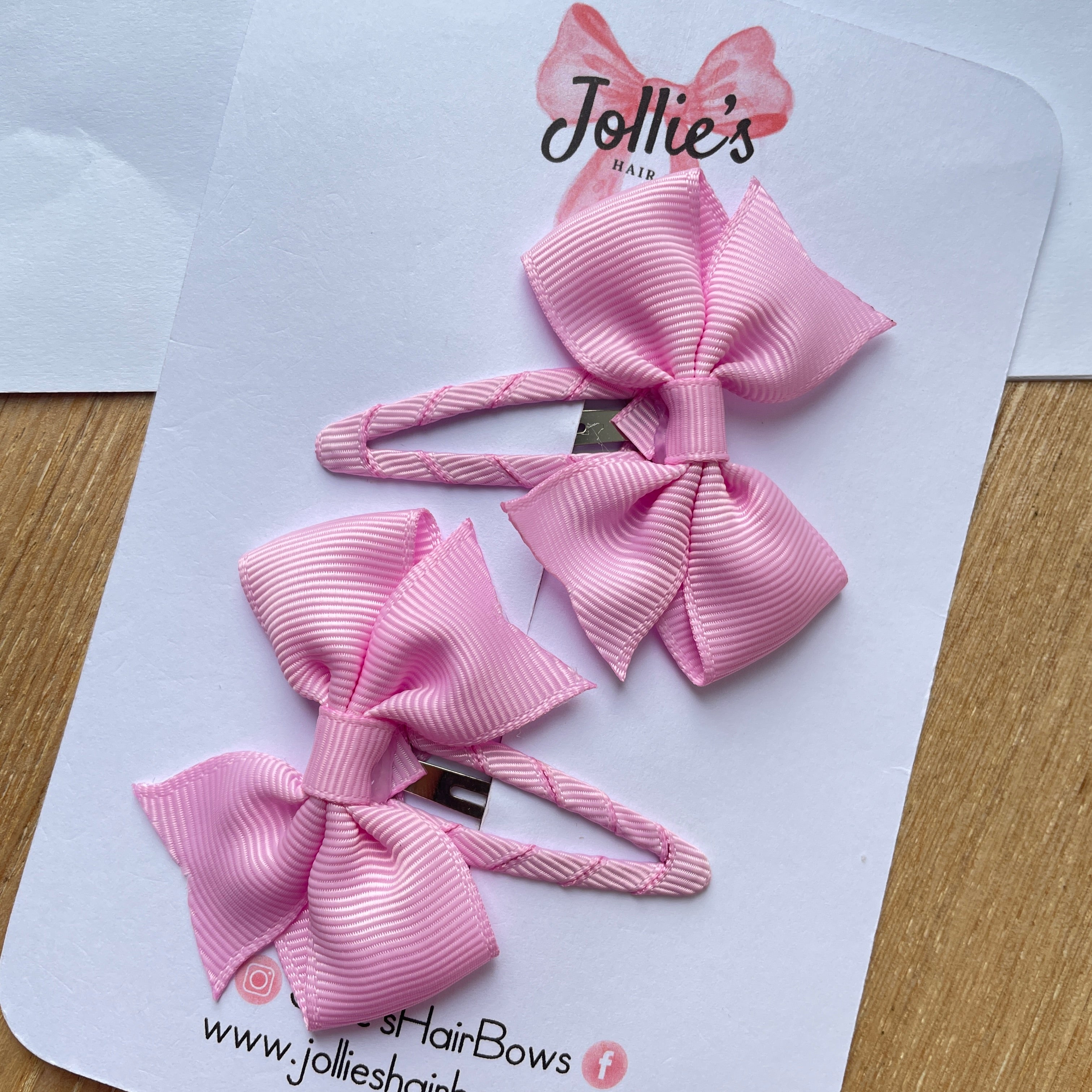 2.5" Tulip Bow Snap Clips – Grosgrain Ribbon Hair Clips for Girls (Set of 2)