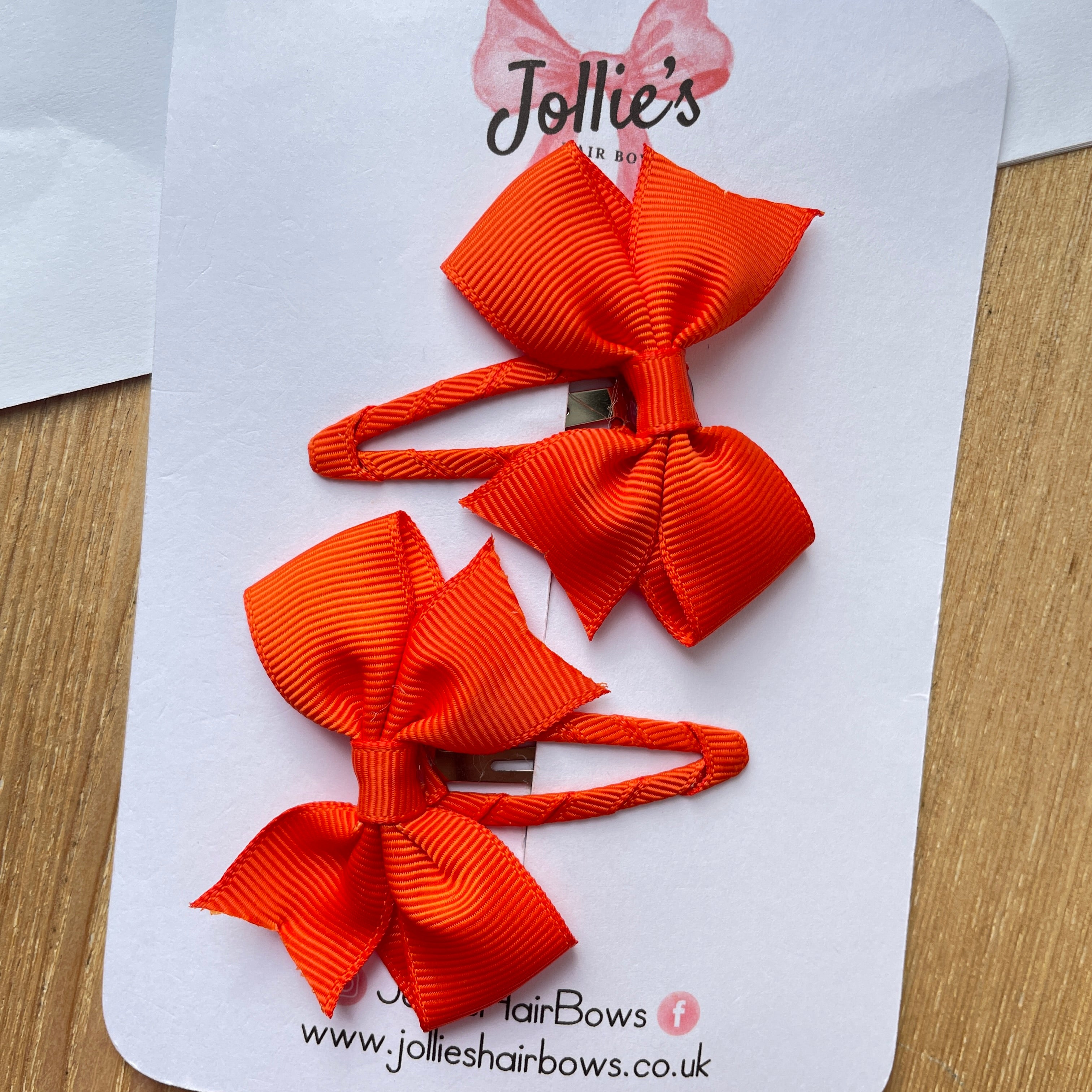 2.5" Autumn Orange Bow Snap Clips – Grosgrain Ribbon Hair Clips for Girls (Set of 2)