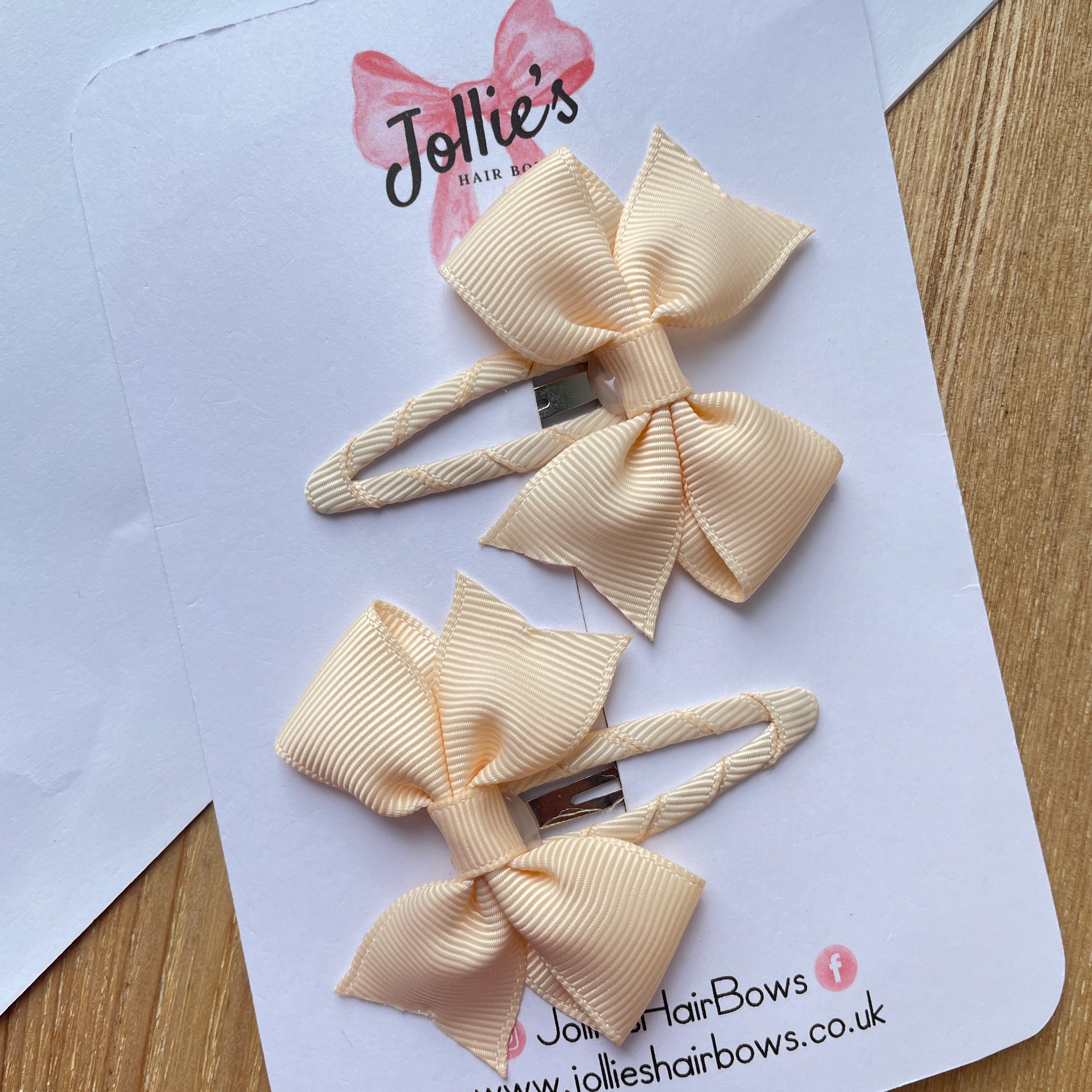 2.5" Nude Bow Snap Clips – Grosgrain Ribbon Hair Clips for Girls (Set of 2)