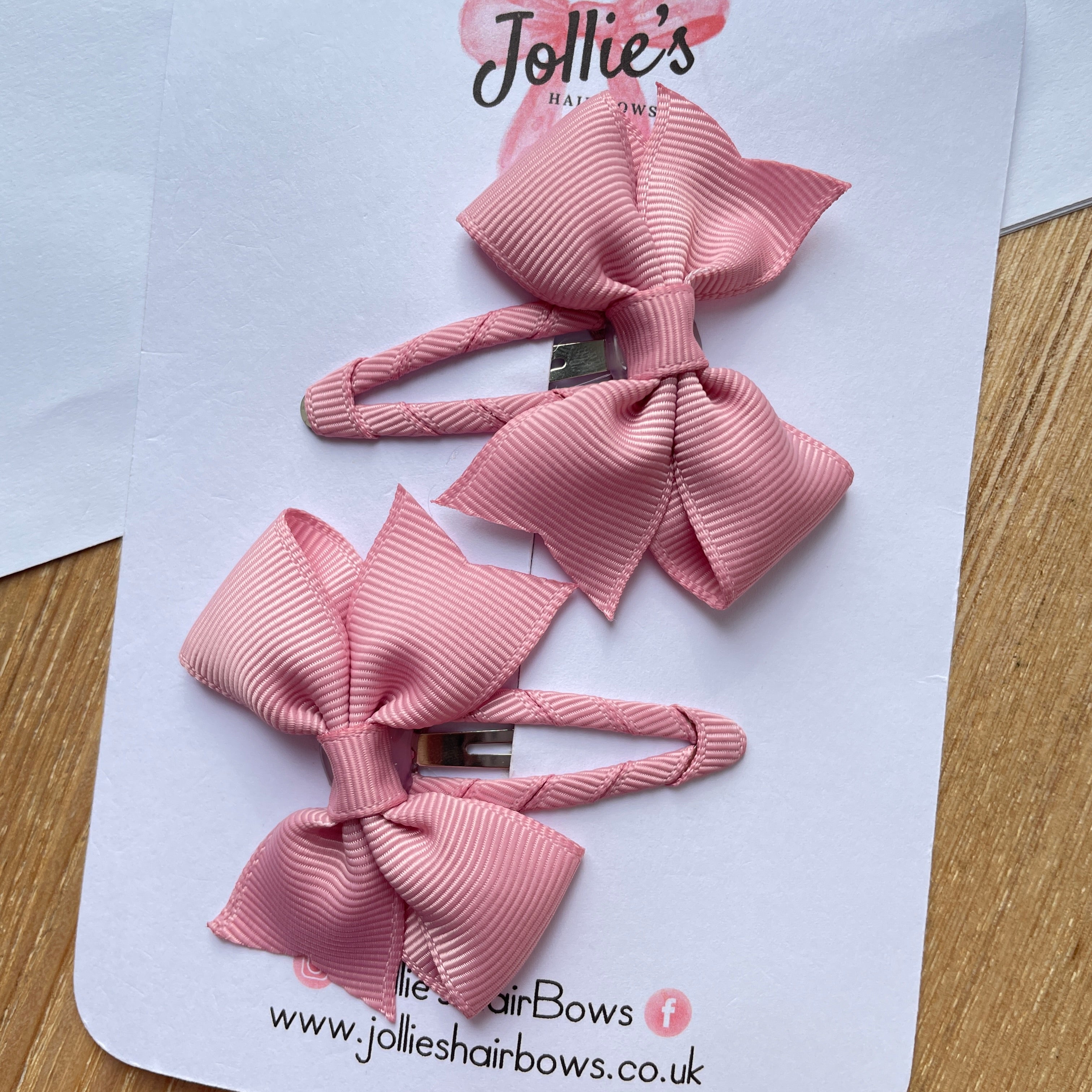 2.5" Quartz Bow Snap Clips – Grosgrain Ribbon Hair Clips for Girls (Set of 2)