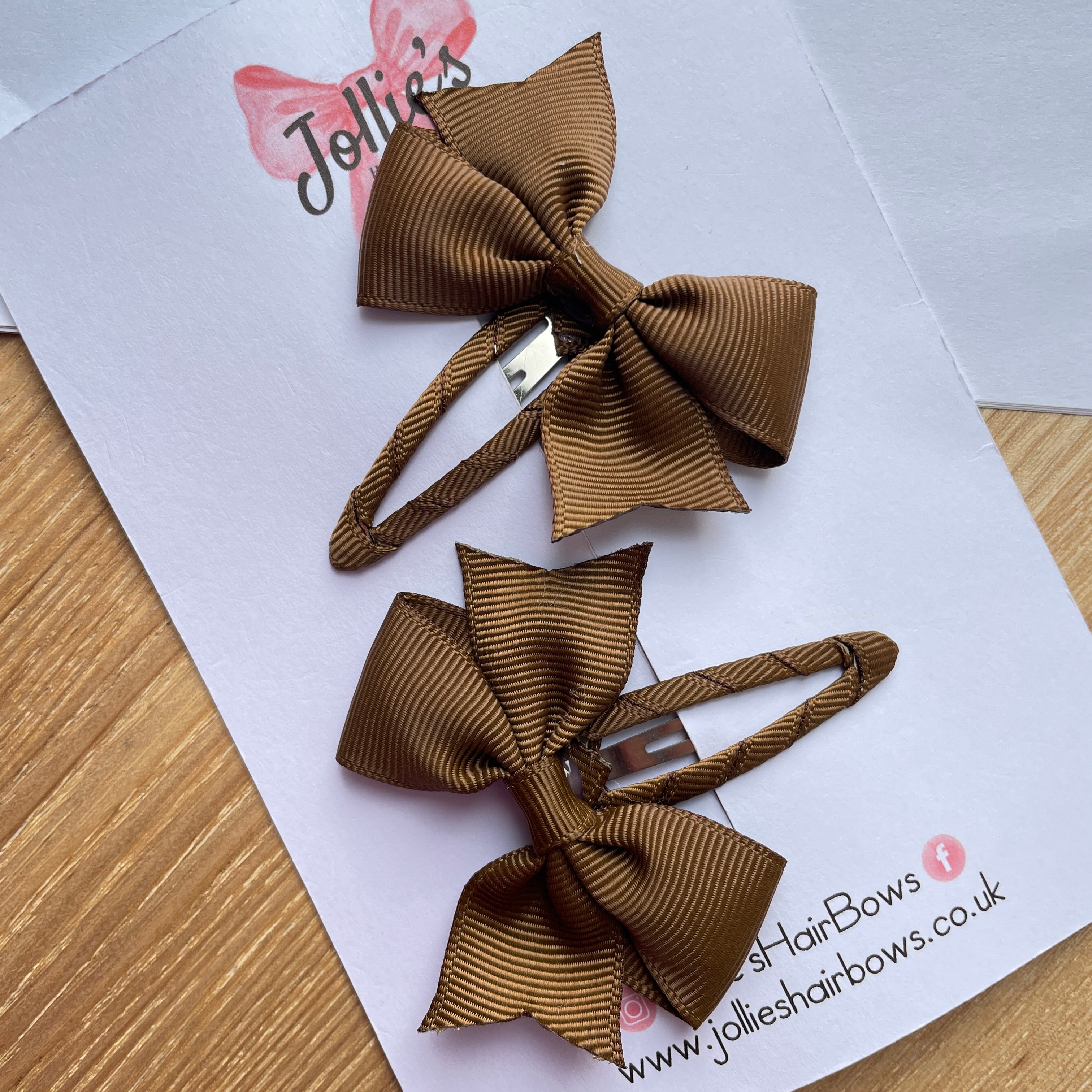 2.5" Turftan Bow Snap Clips – Grosgrain Ribbon Hair Clips for Girls (Set of 2)
