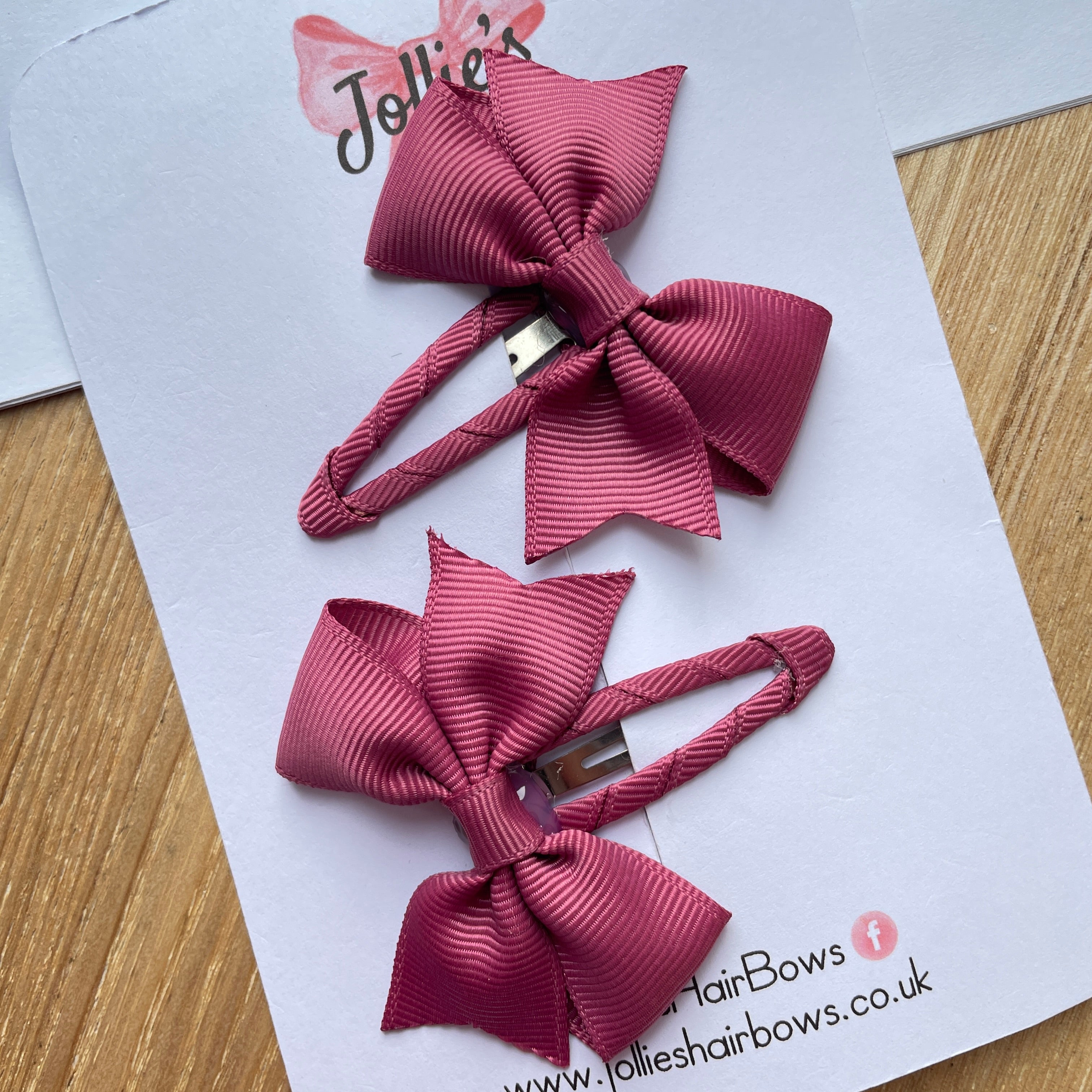 2.5" Victorian Rose Bow Snap Clips – Grosgrain Ribbon Hair Clips for Girls (Set of 2)