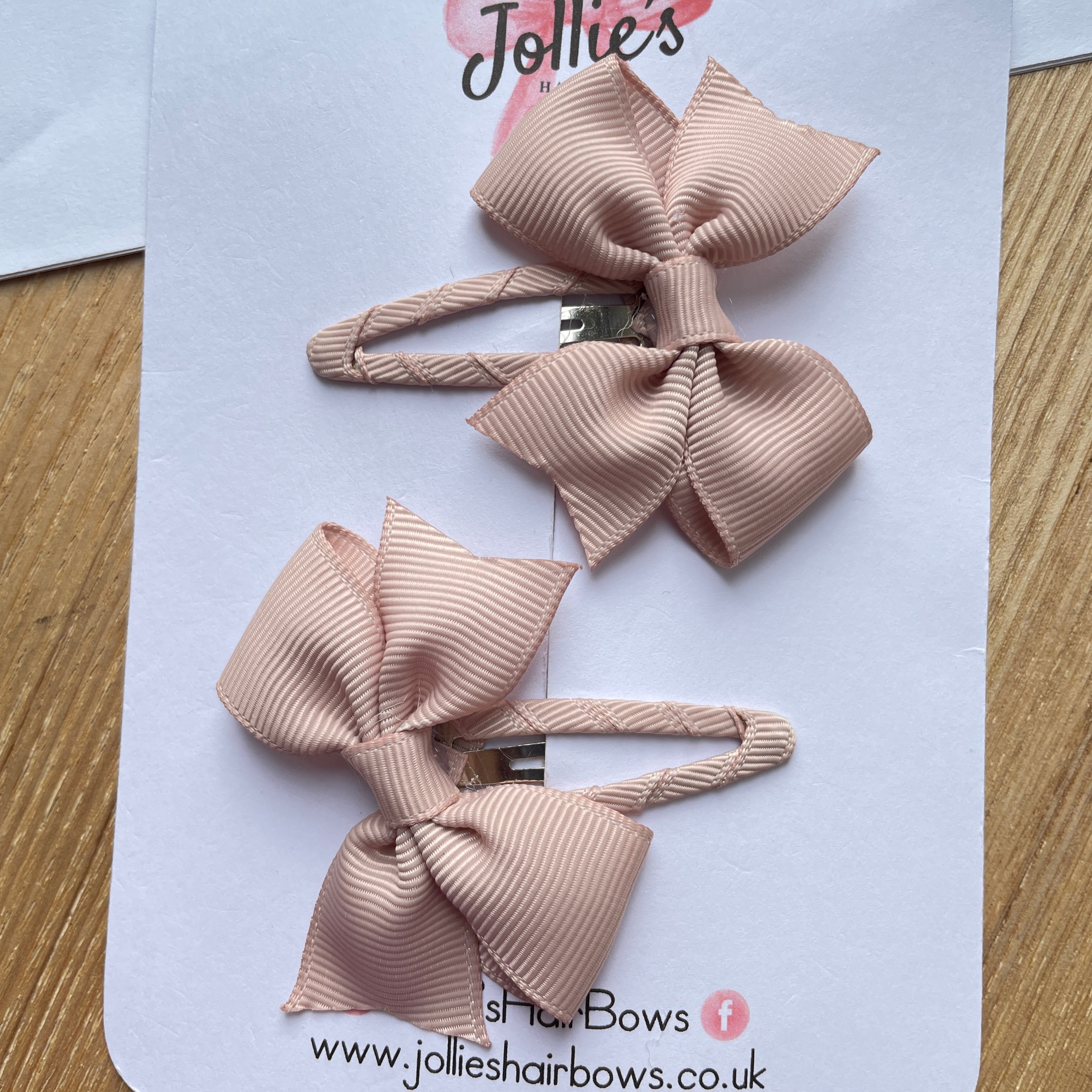 2.5" Vanilla Bow Snap Clips – Grosgrain Ribbon Hair Clips for Girls (Set of 2)